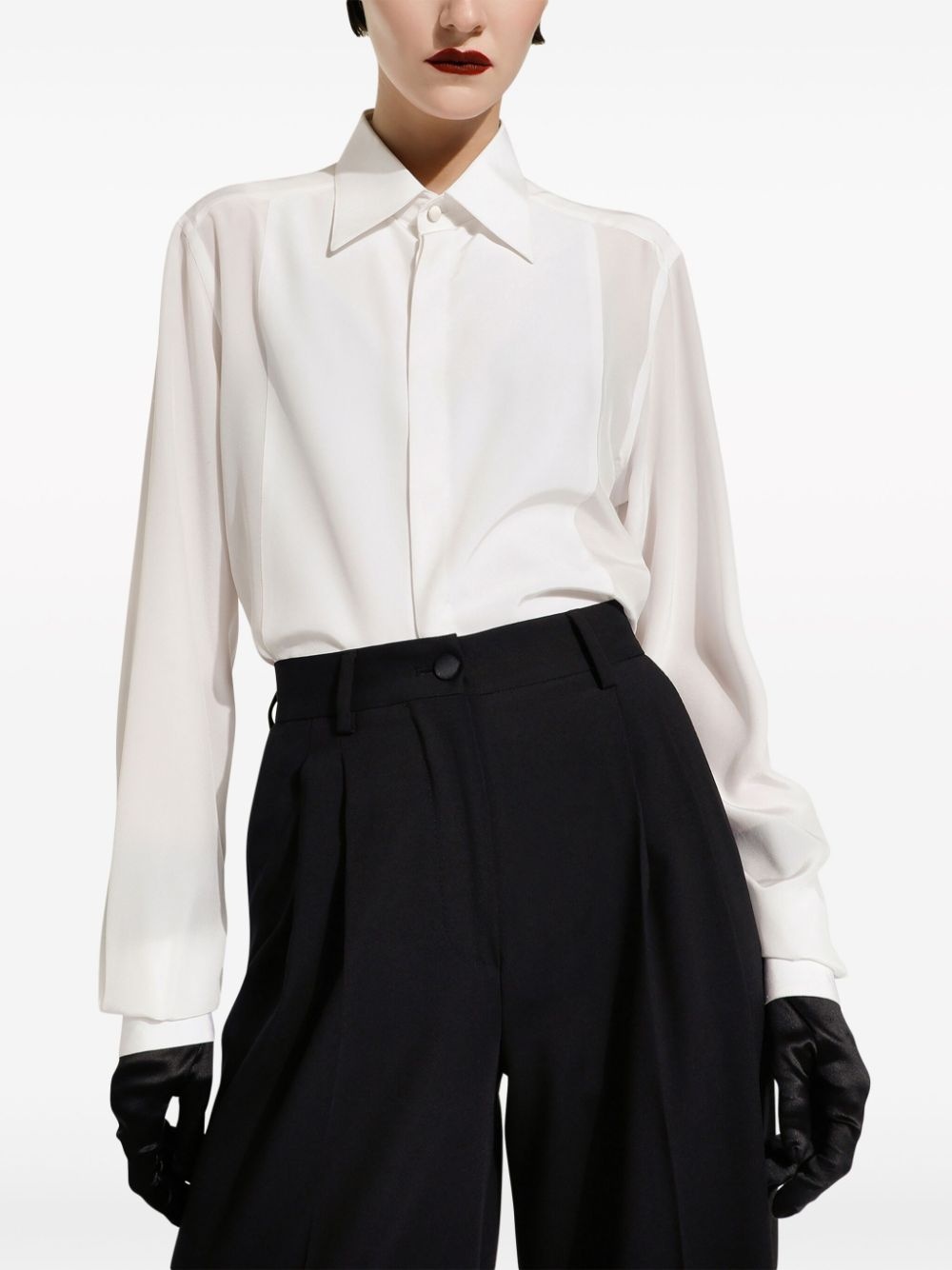 silk crepe-de-chine shirt - 5