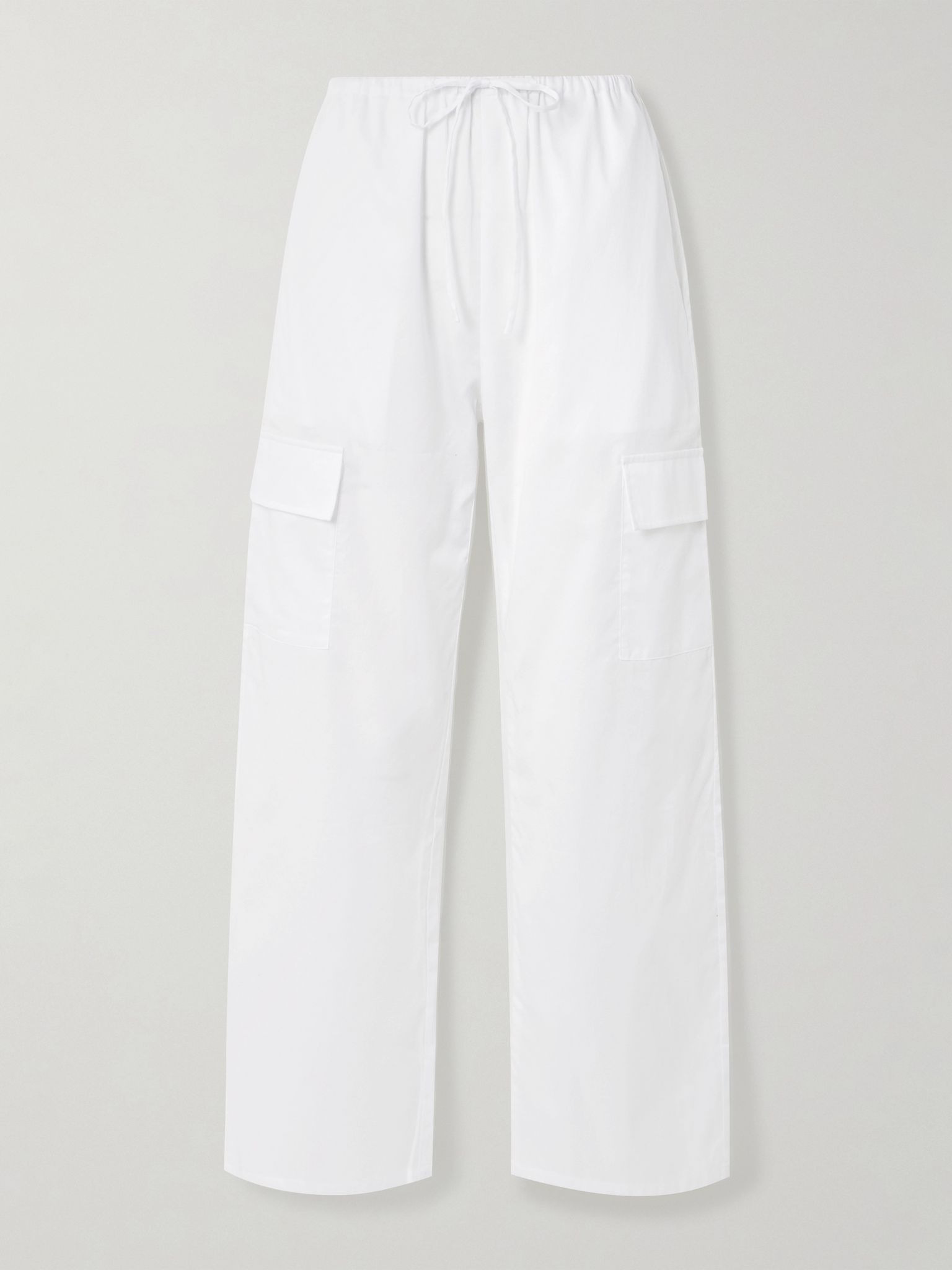 Yoko cotton-poplin straight-leg pants White - 1