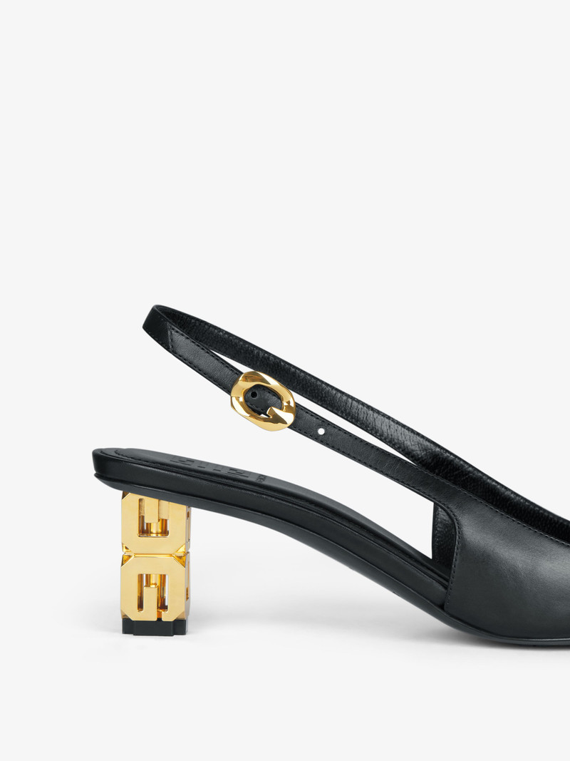 G CUBE SLINGBACK PUMPS IN LEATHER 5