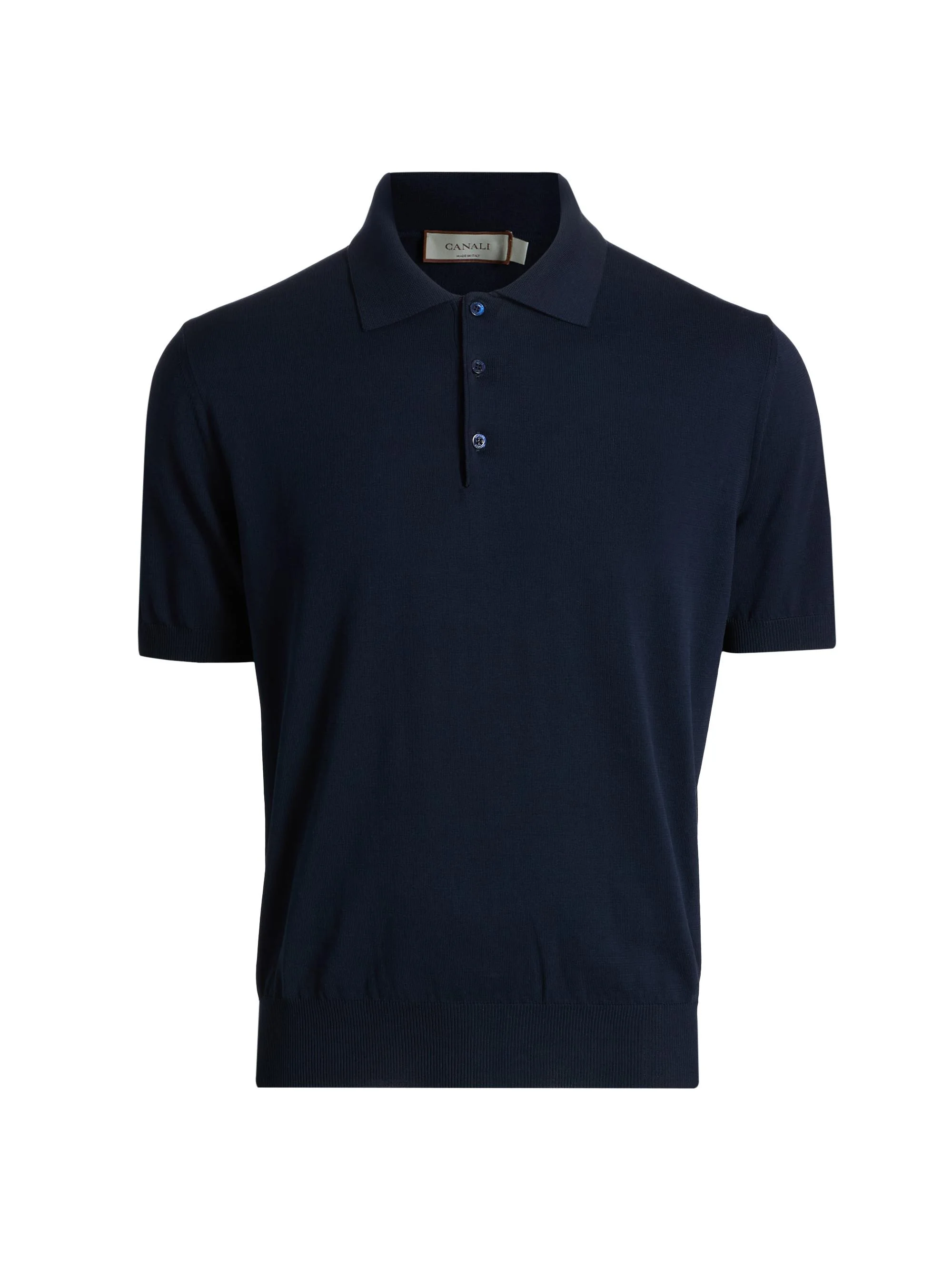Men's Knit Cotton Polo Shirt - Navy - 1