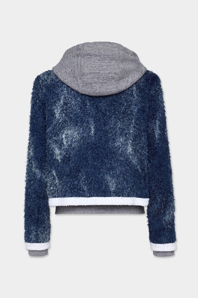 DENIM FUR HOODIE JACKET - 2