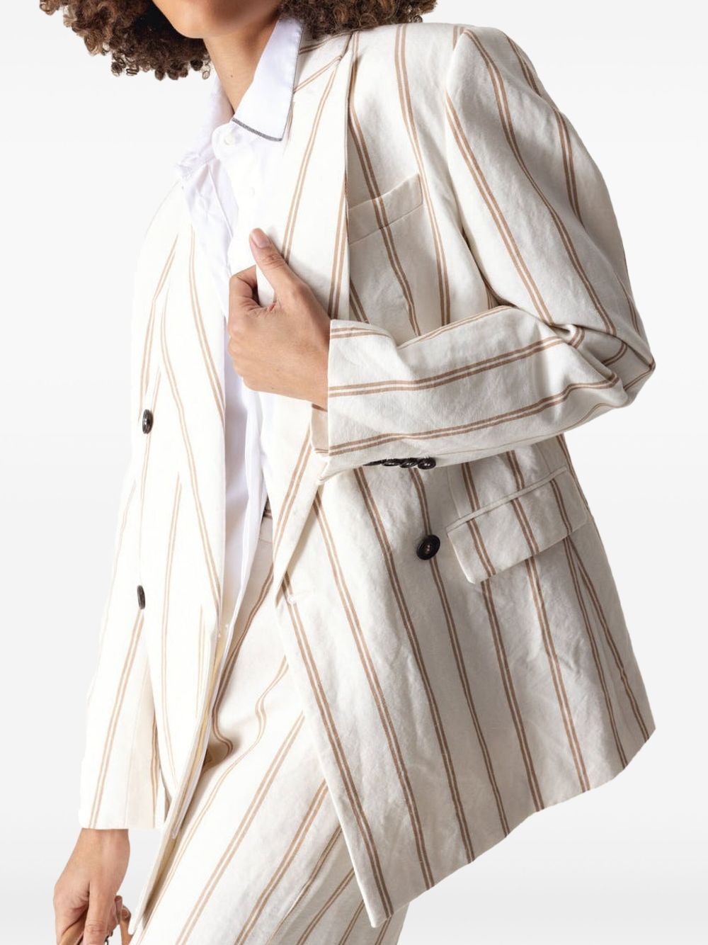 striped double-breasted blazer - 5