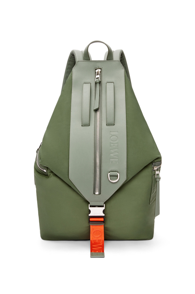 Convertible backpack in nylon and calfskin 1