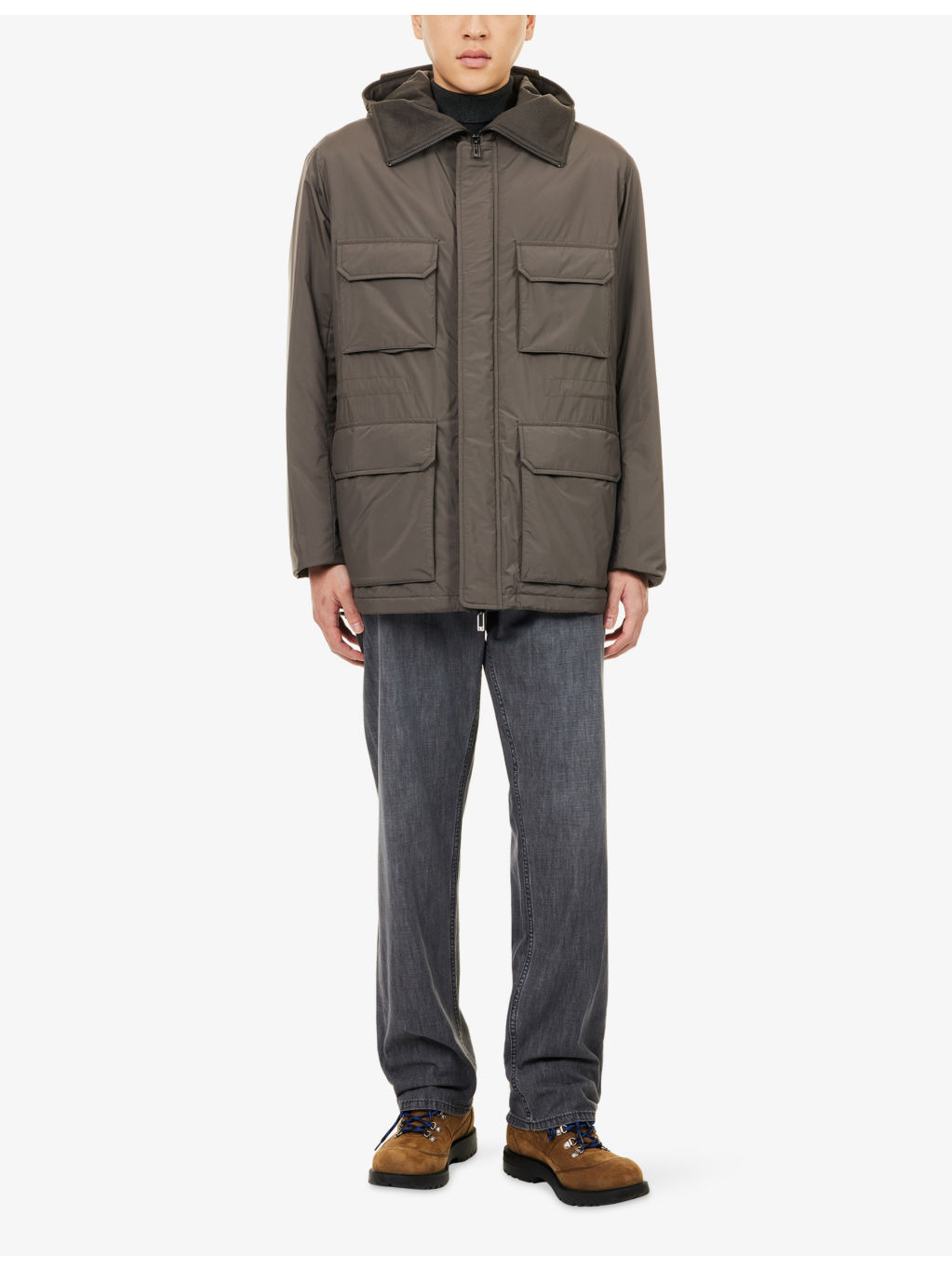 Logo-Patch Flap-Pocket Shell Jacket - 2
