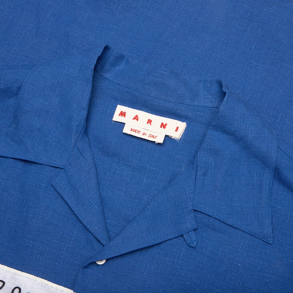 POPLIN BOWLING SHIRT - MAZARINE BLUE - 3