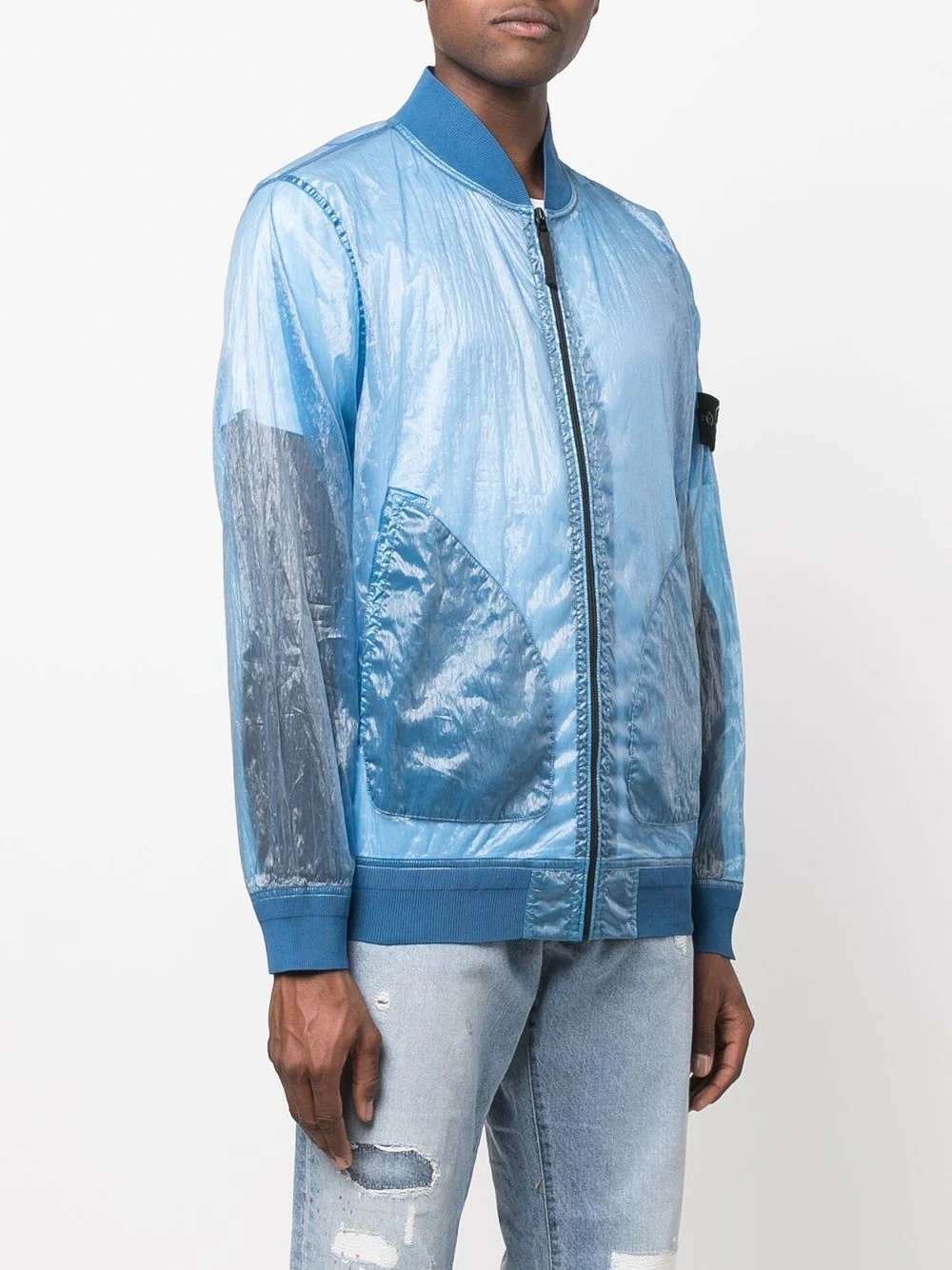 lightweight sheer bomber jacket - 3