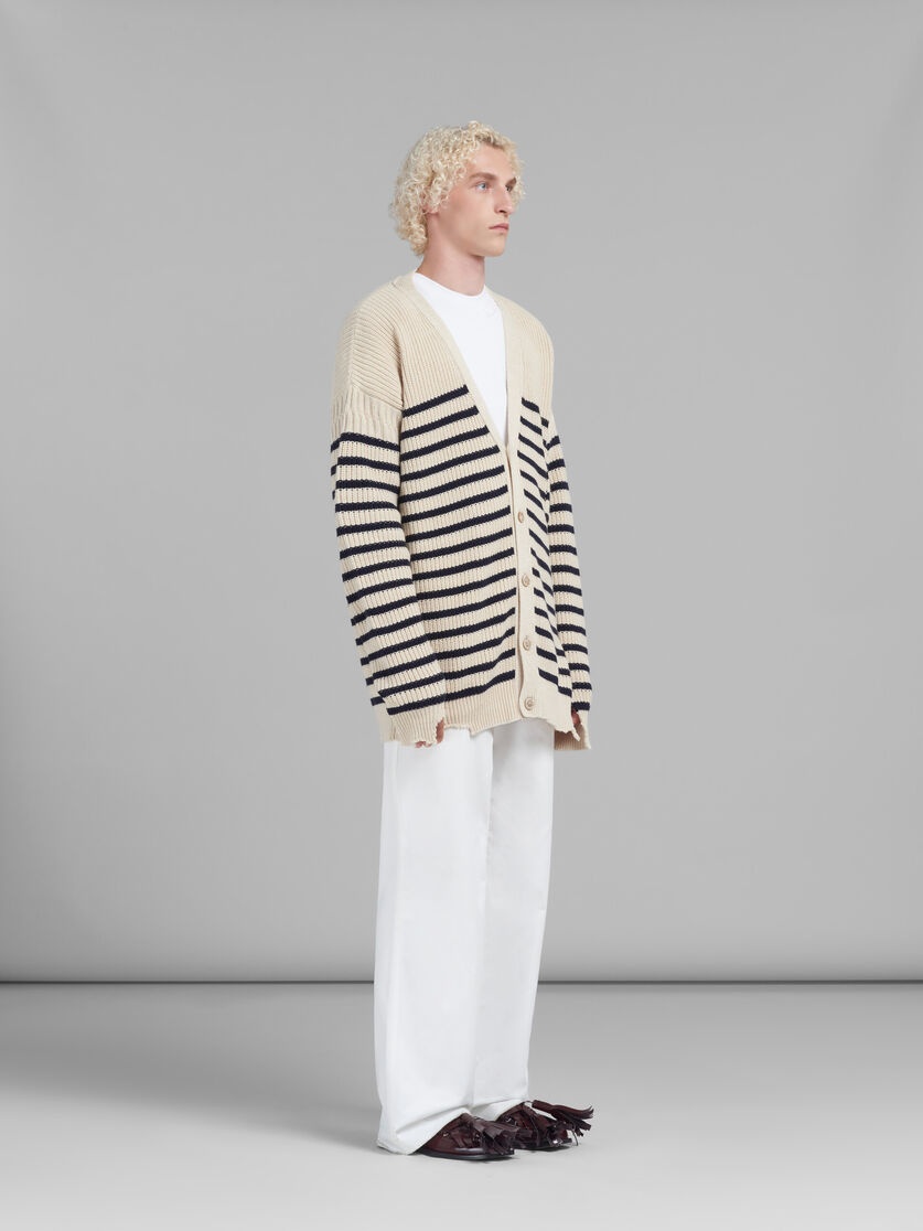WHITE BIO GABARDINE FLARED TROUSERS - 5