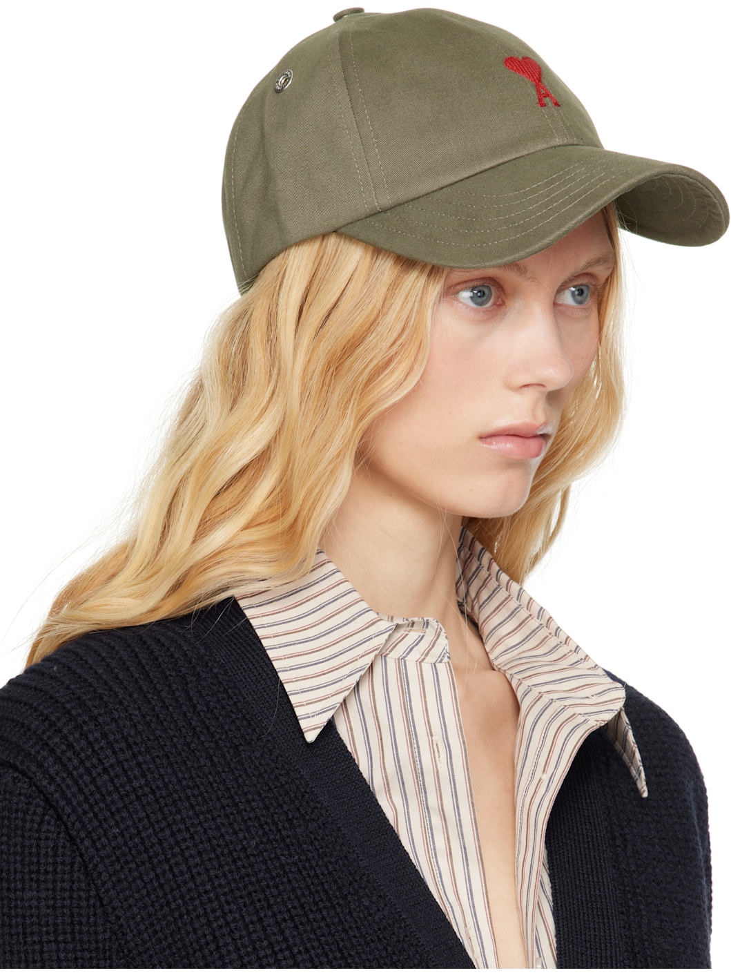 Gray Cotton Ami de Coeur Embroidery Cap - 2