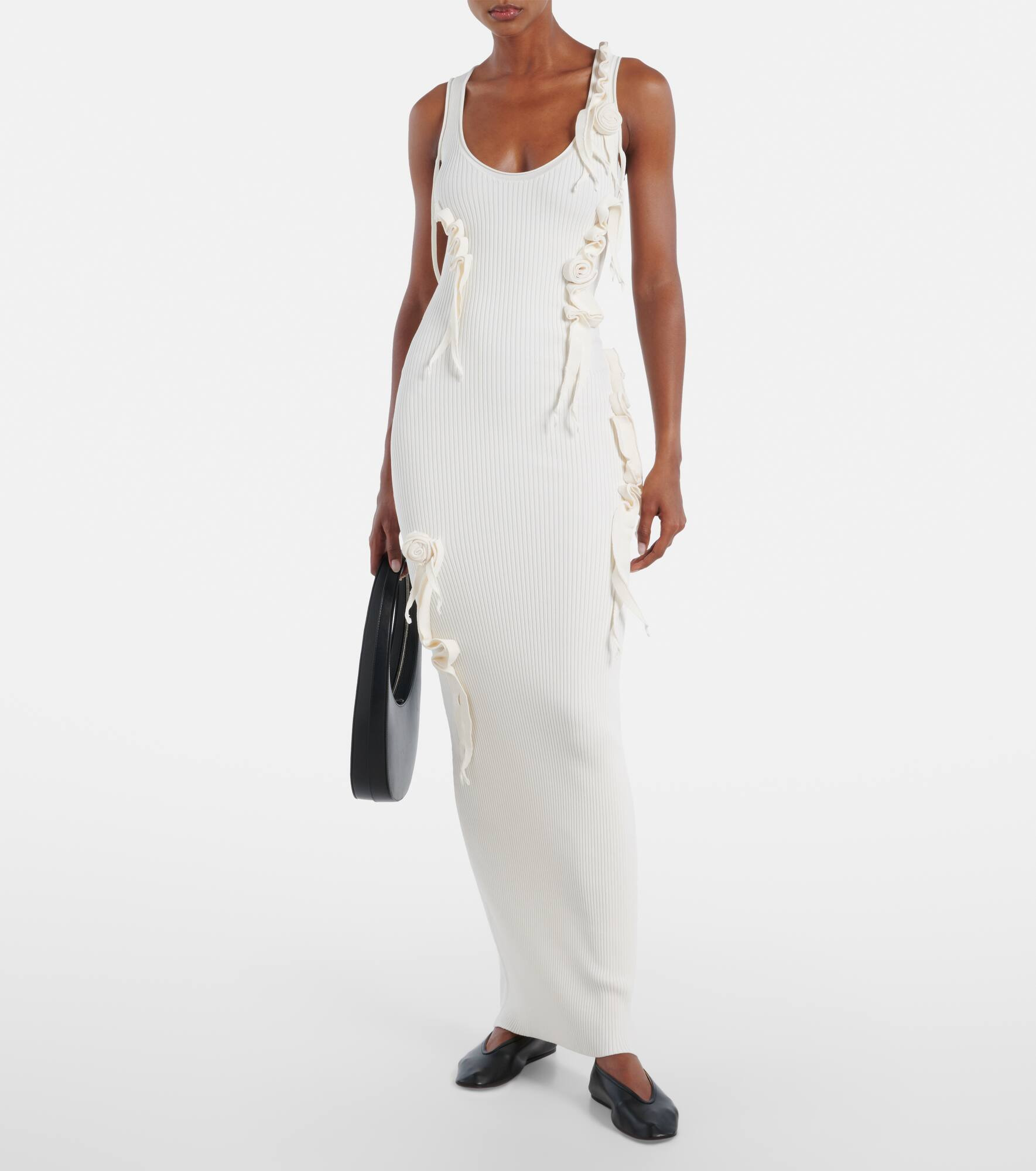 Floral-appliqué ribbed-knit maxi dress - 2