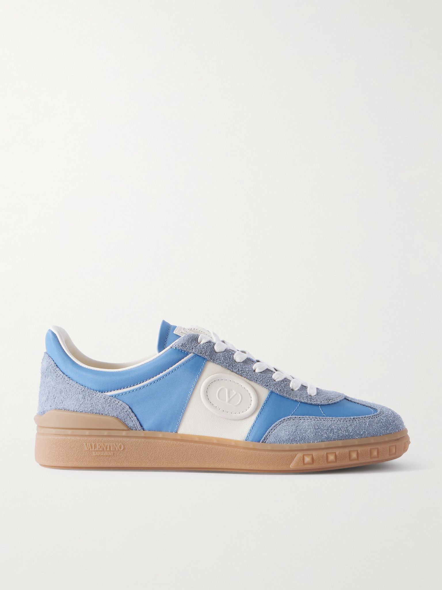 Upvillage Leather and Suede-Trimmed Twill Sneakers Blue - 1