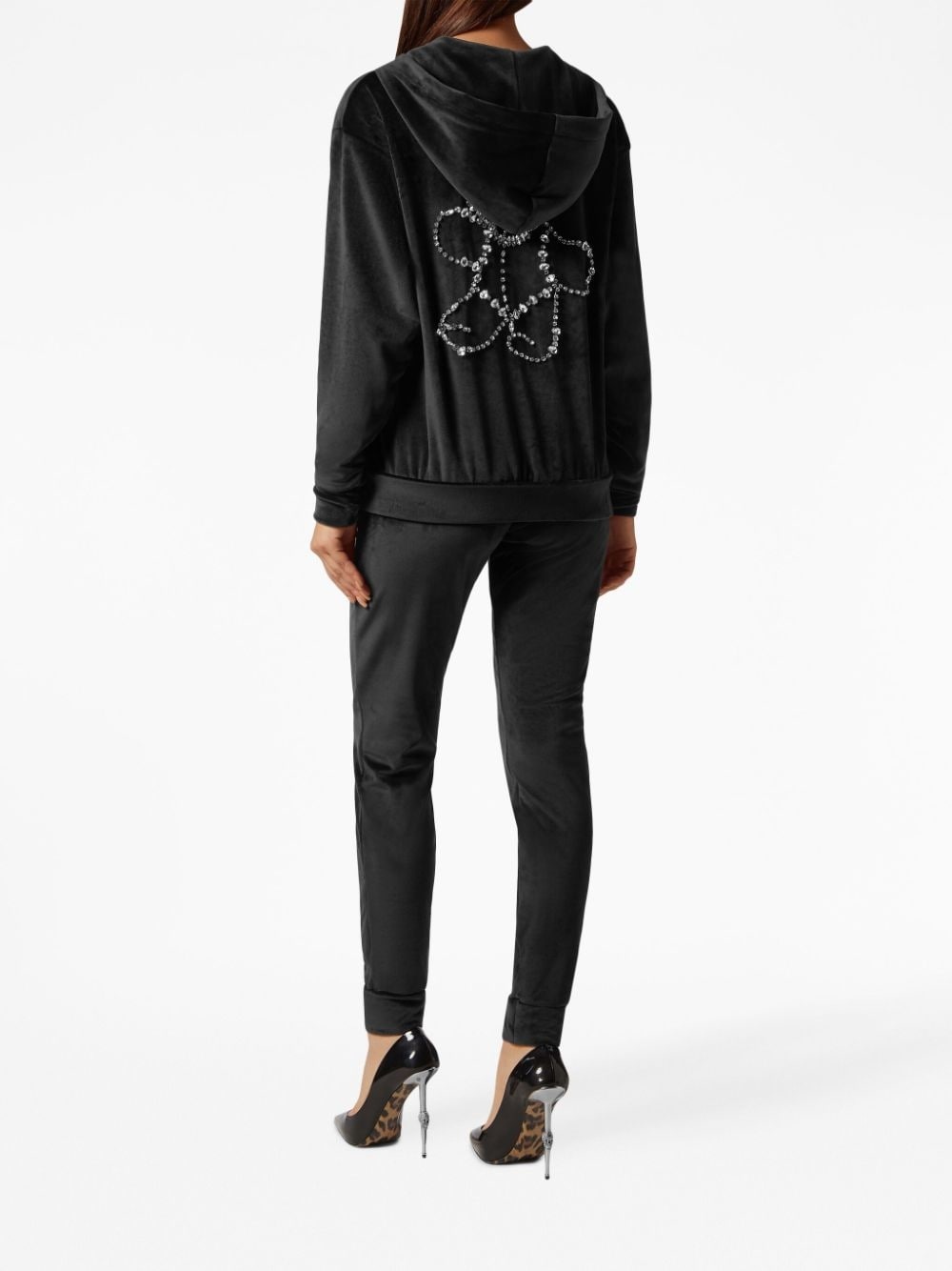 crystal-embellished plush tracksuit set - 3