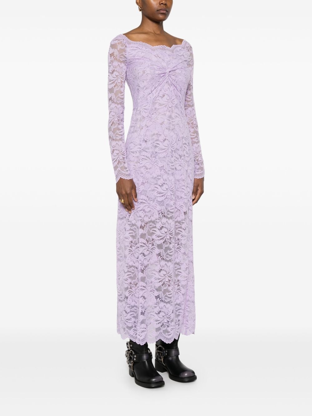 Bardot-neckline lace maxi dress - 3