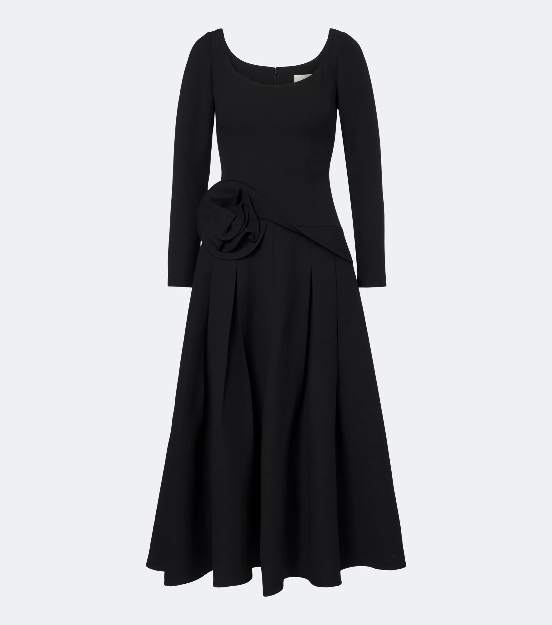 Floral-appliqué wool and silk midi dress - 1