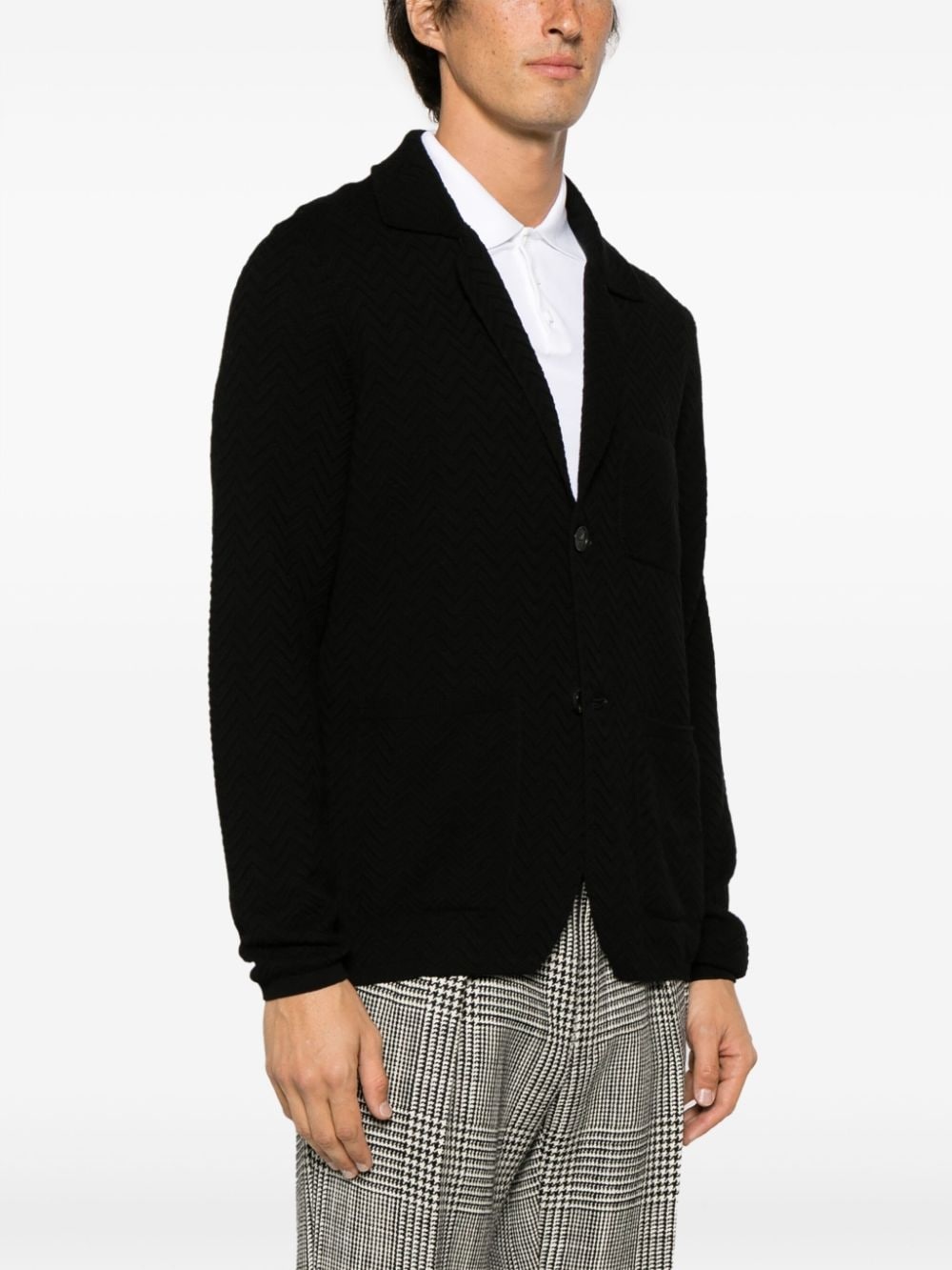 zig-zag weave single-breasted jacket - 3