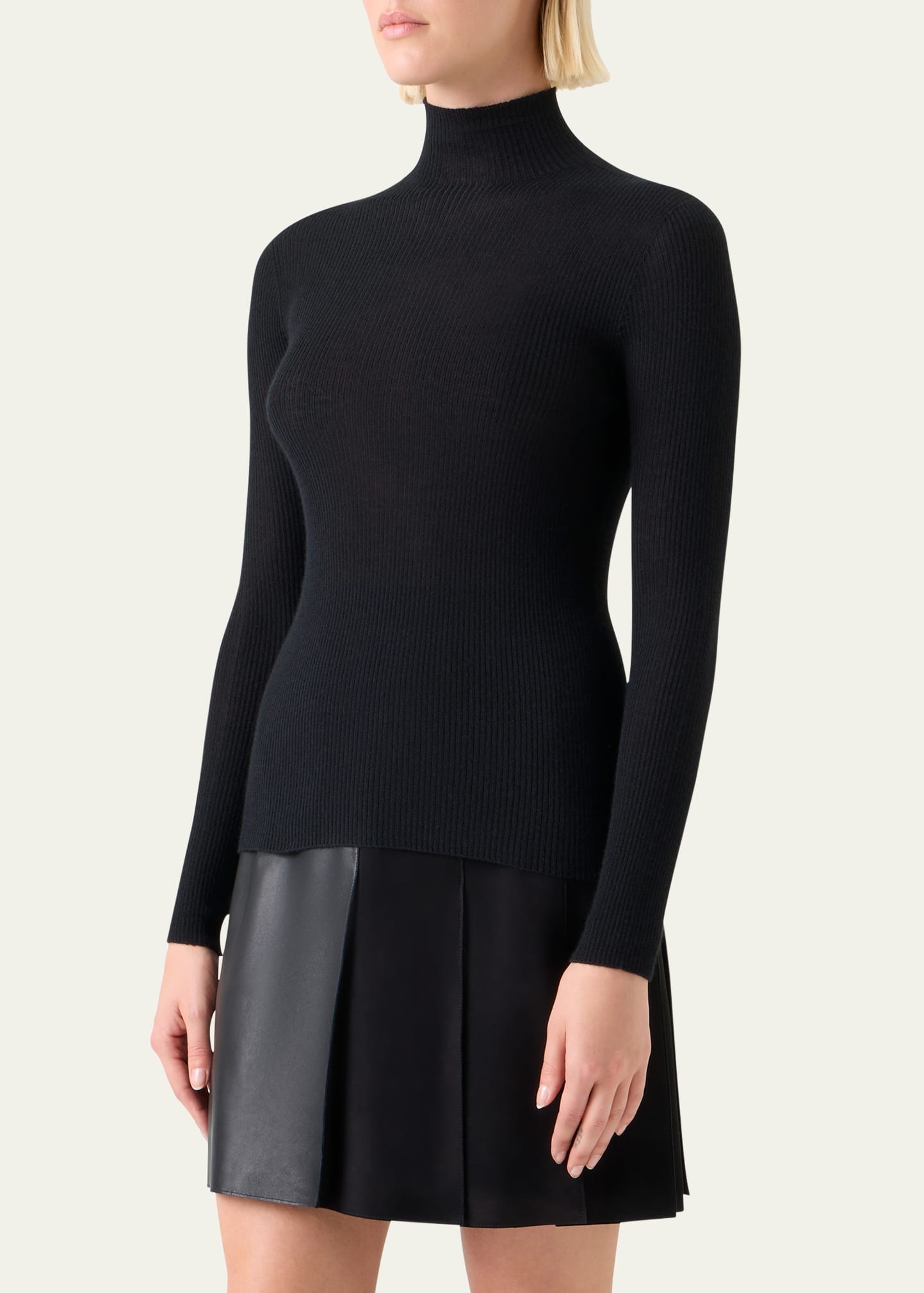 Cashmere-Silk Fine Ribbed Knit Pullover - 4