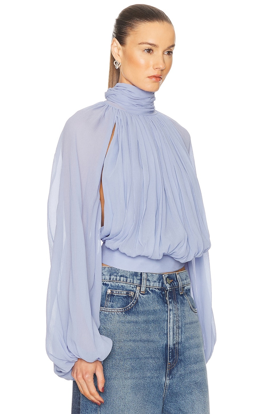 Creponne Drape High Neck Top - 2