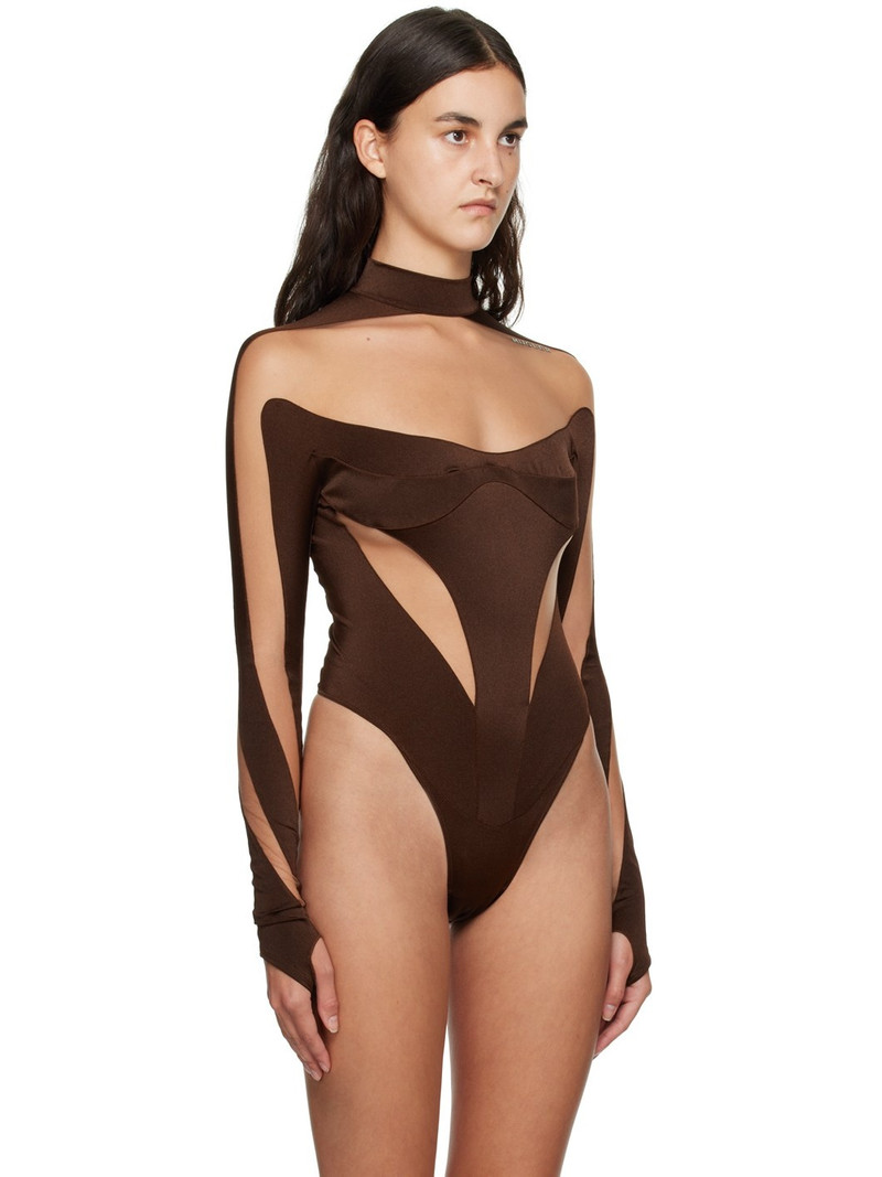 MUGLER Brown Illusion Bodysuit outlook