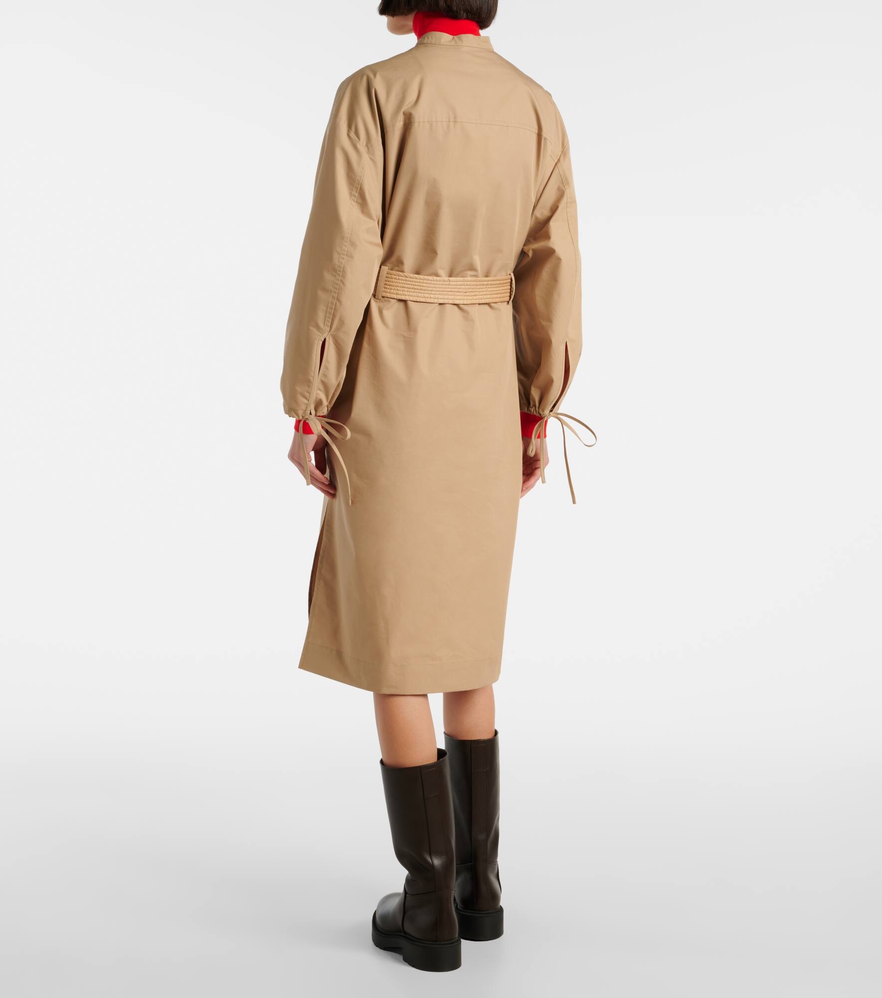 Belted cotton-blend poplin midi dress - 3