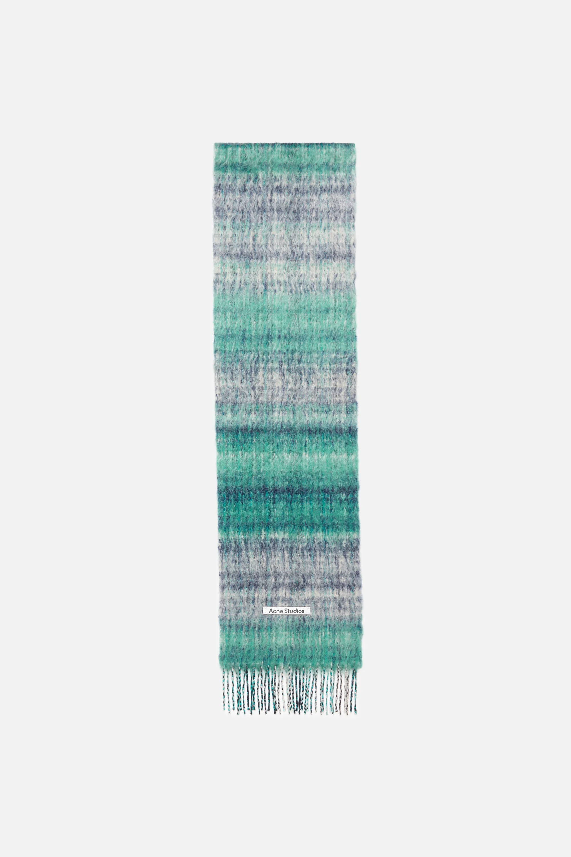 Fringed mohair scarf - White/Aqua - 1