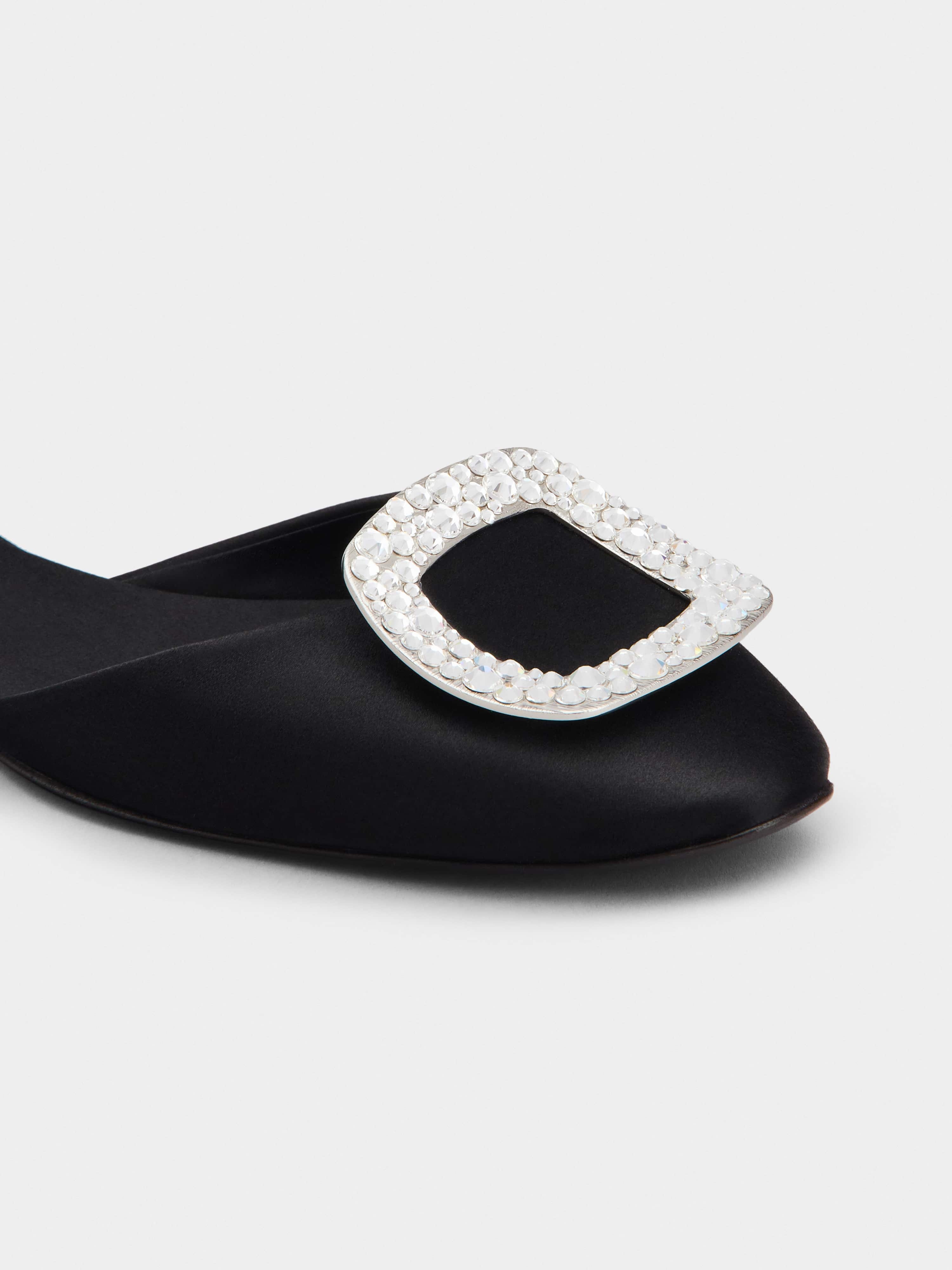 Chips Strass Buckle Dorsay Ballerinas in Satin - 3