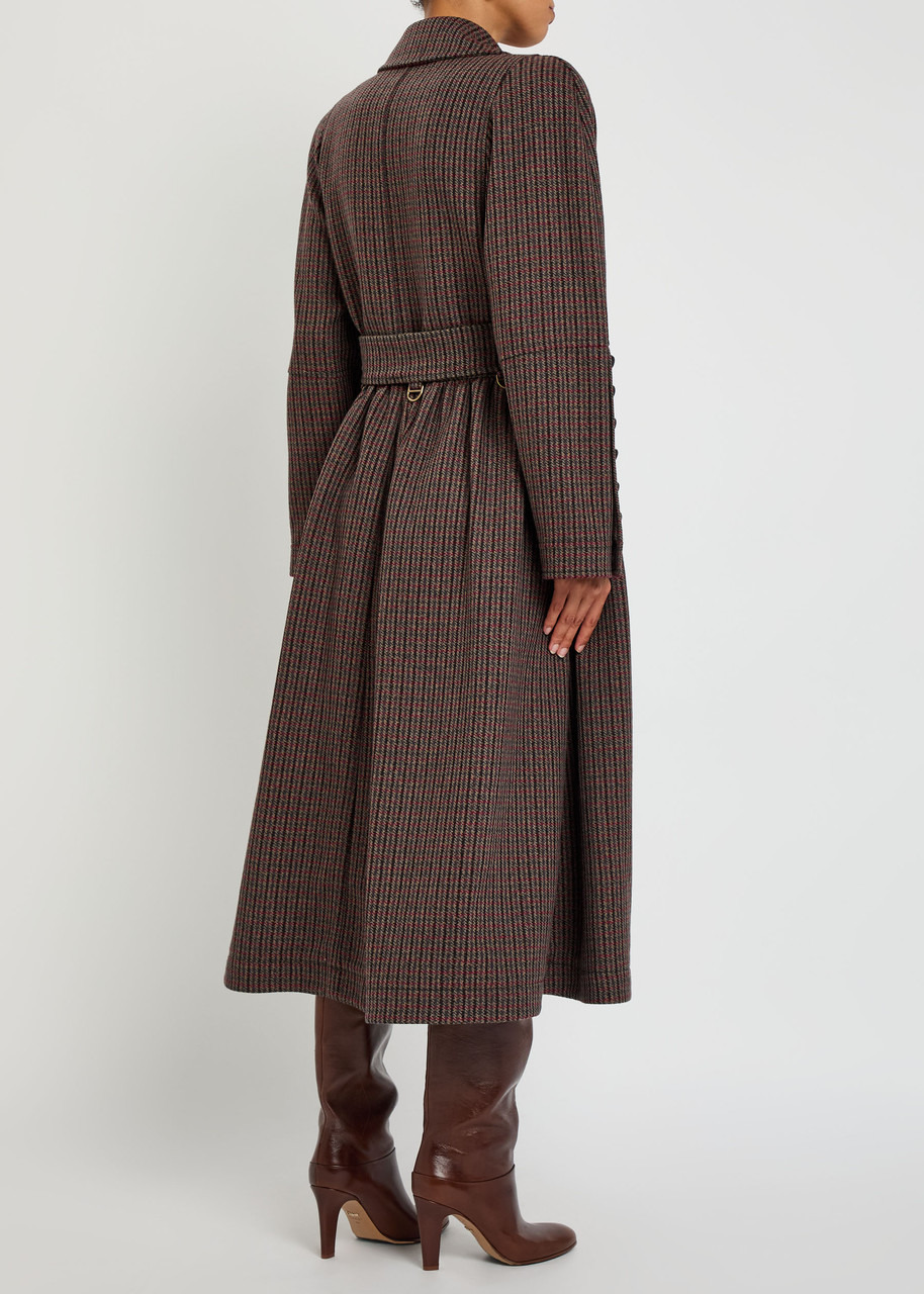 Chloe Houndstooth Double-breasted Belted Wool Coat - 3