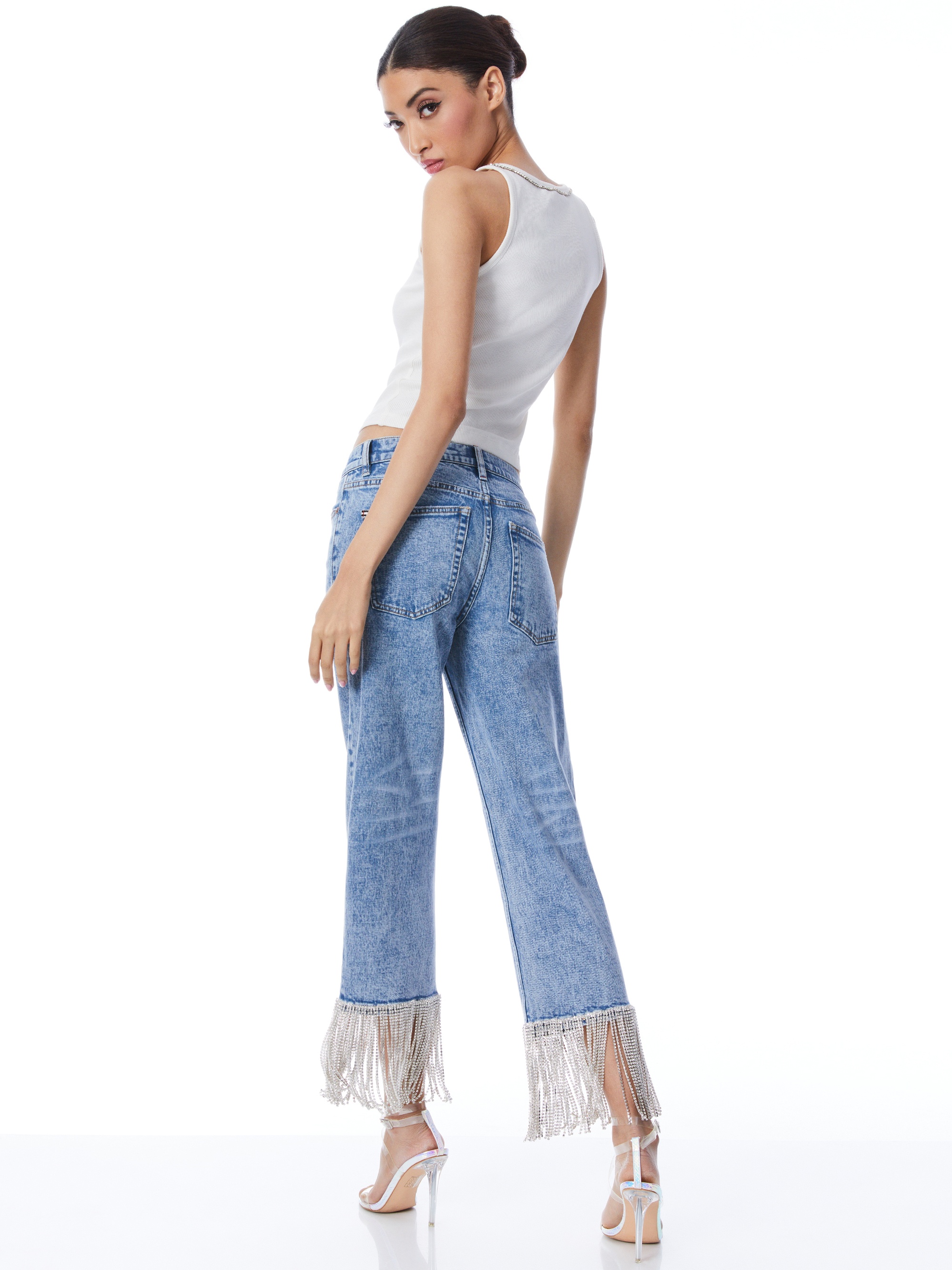 AMAZING HIGH RISE EMBELLISHED HEM BOYFRIEND JEAN - 3