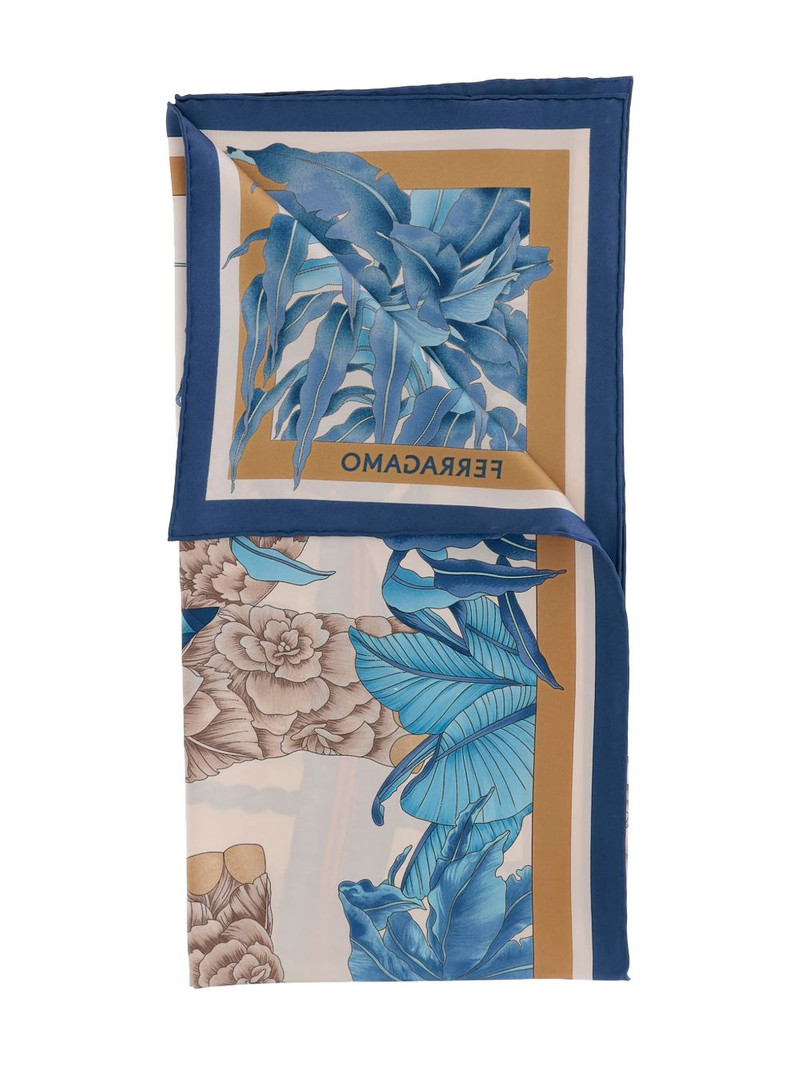 FERRAGAMO floral-print silk scarf outlook