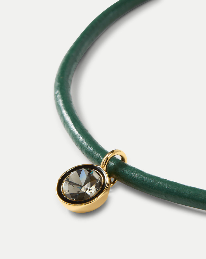 GREEN LEATHER PENDANT NECKLACE 3