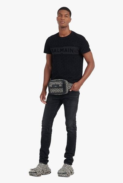 Balmain Slim cut faded black cotton jeans with embossed Balmain logo outlook