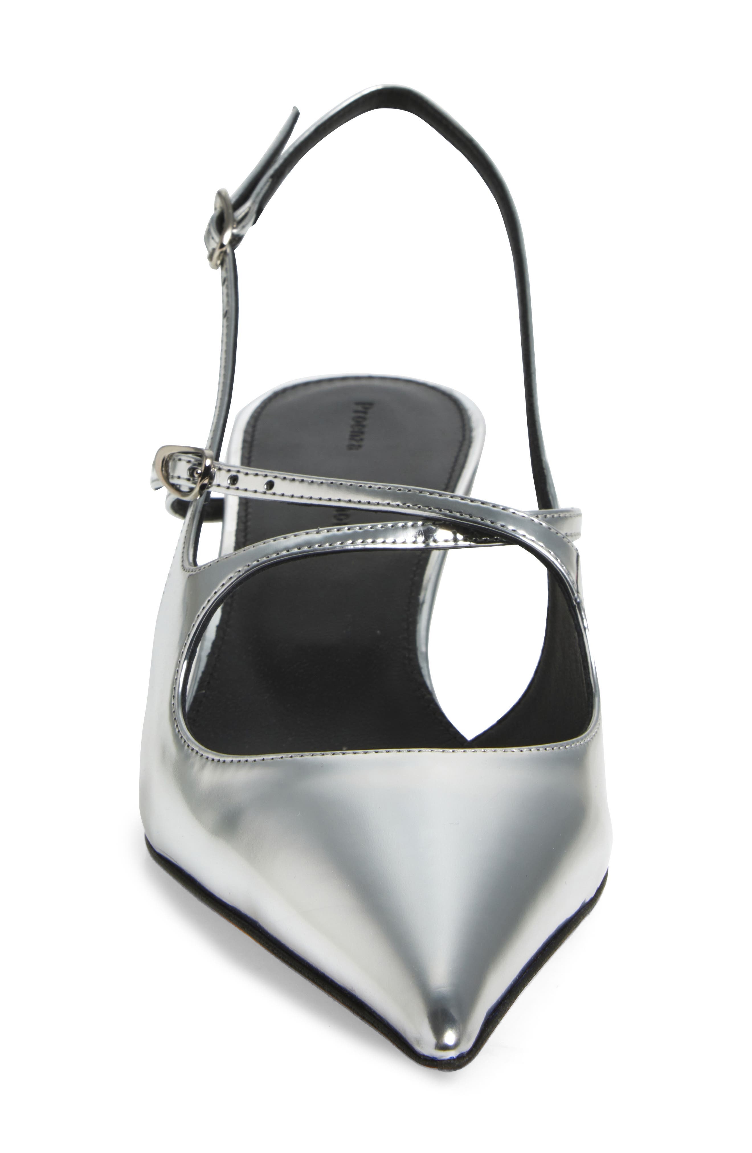 Proenza Schouler Crossover Kitten Heel Slingback Pump in Silver at Nordstrom - 4