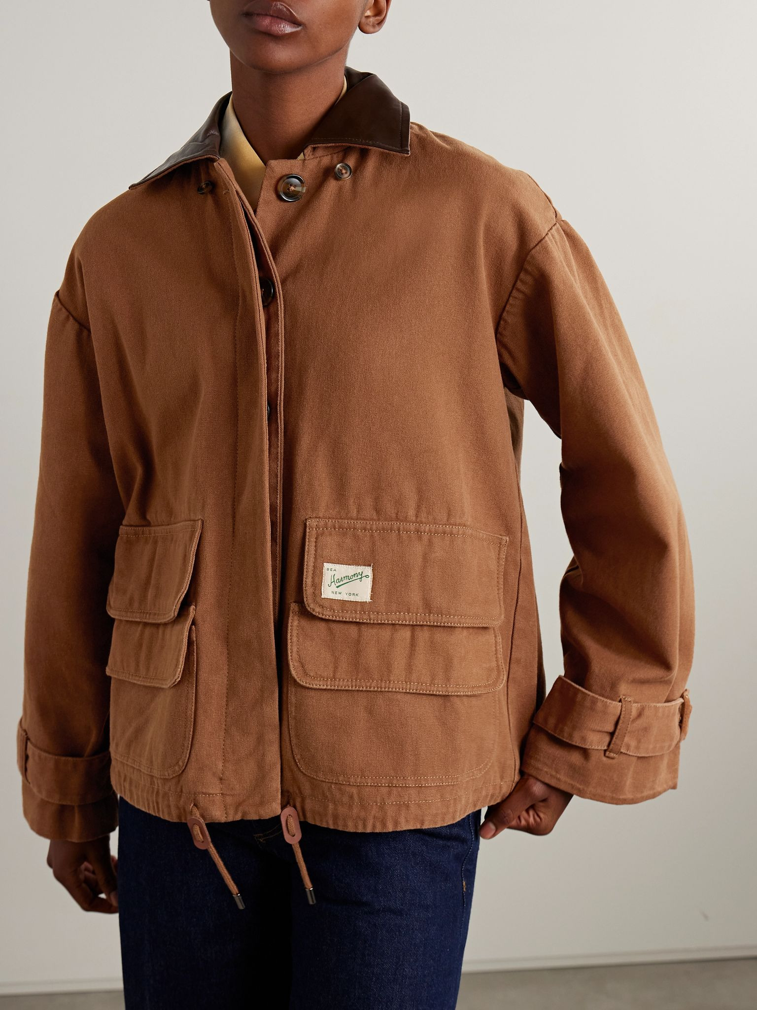 Carolyn cape-effect cotton-canvas jacket Camel - 5
