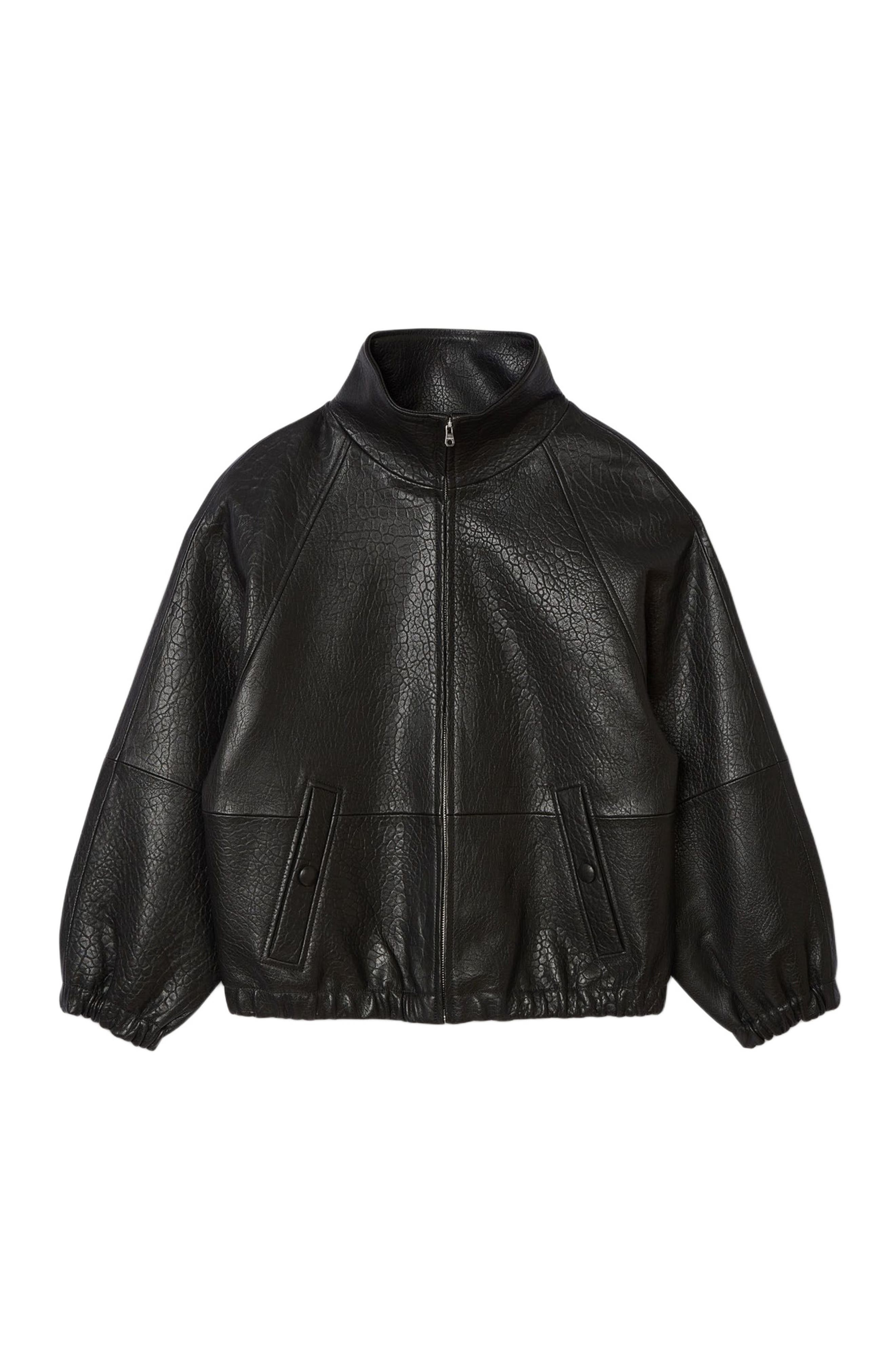 SANDRO Oversized leather jacket in Black at Nordstrom - 6
