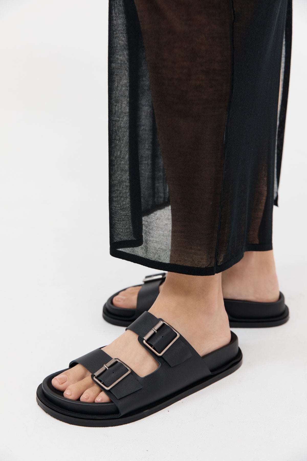 Double Buckle Slides - Black - 2