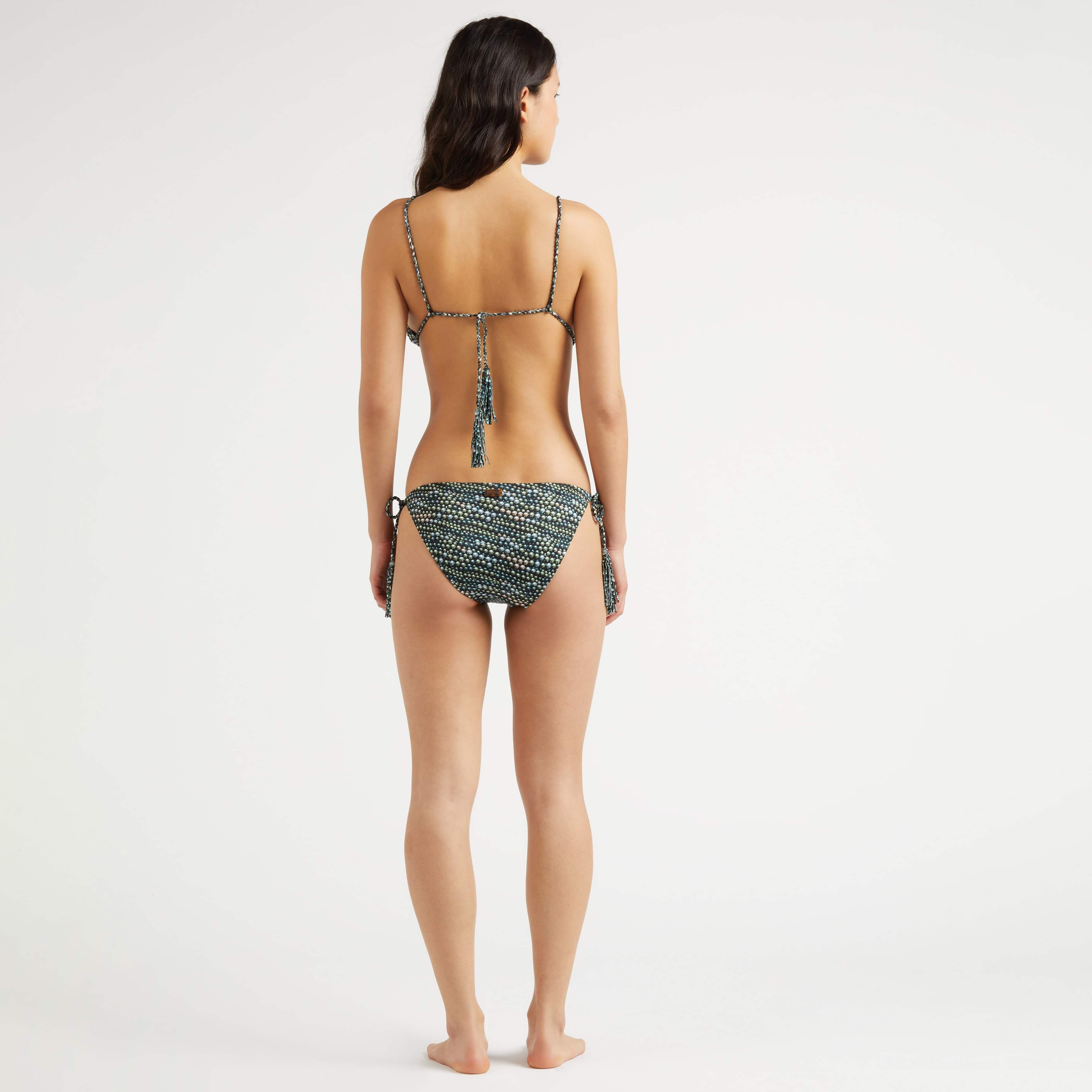 Women Tassel Side-tie Bikini Brief Bottom Pearl - 3