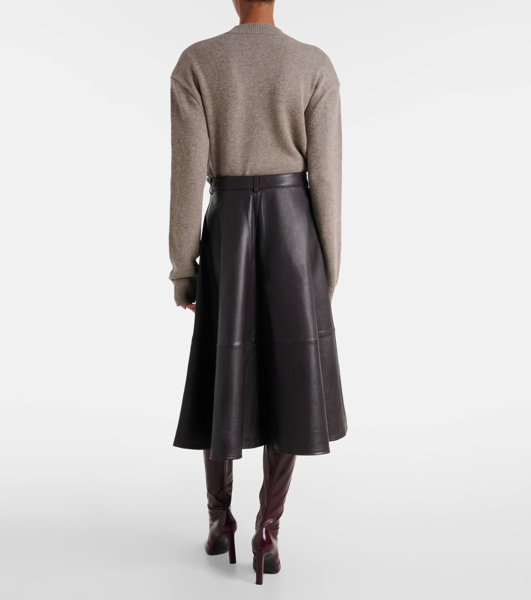 Savil leather midi skirt - 3