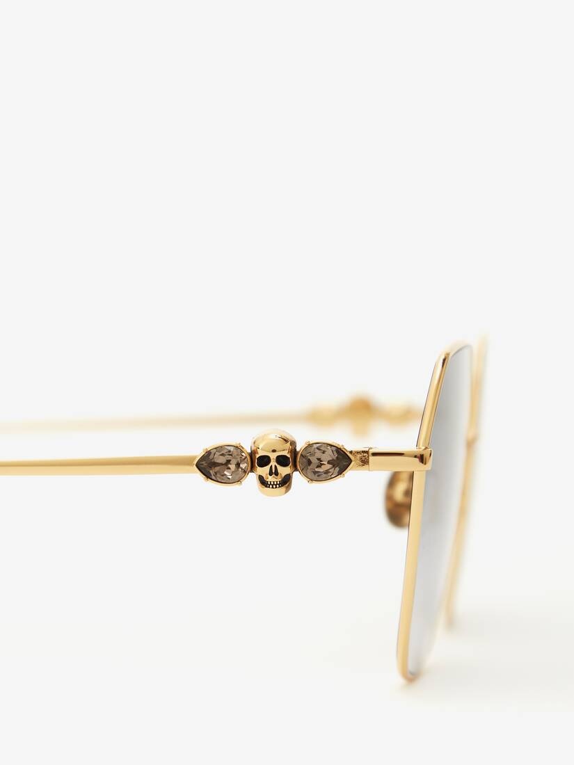 Skull Droplets Metal Sunglasses in Gold - 4