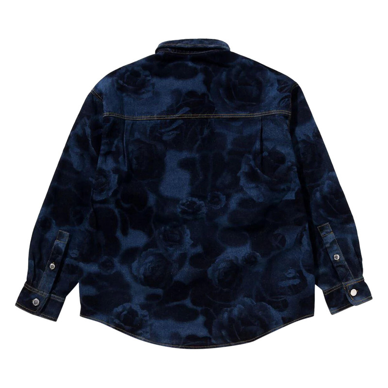 A BATHING APE® BAPE Floral Camo Jacquard 13Oz Denim Long-Sleeve Shirt 'Navy' outlook