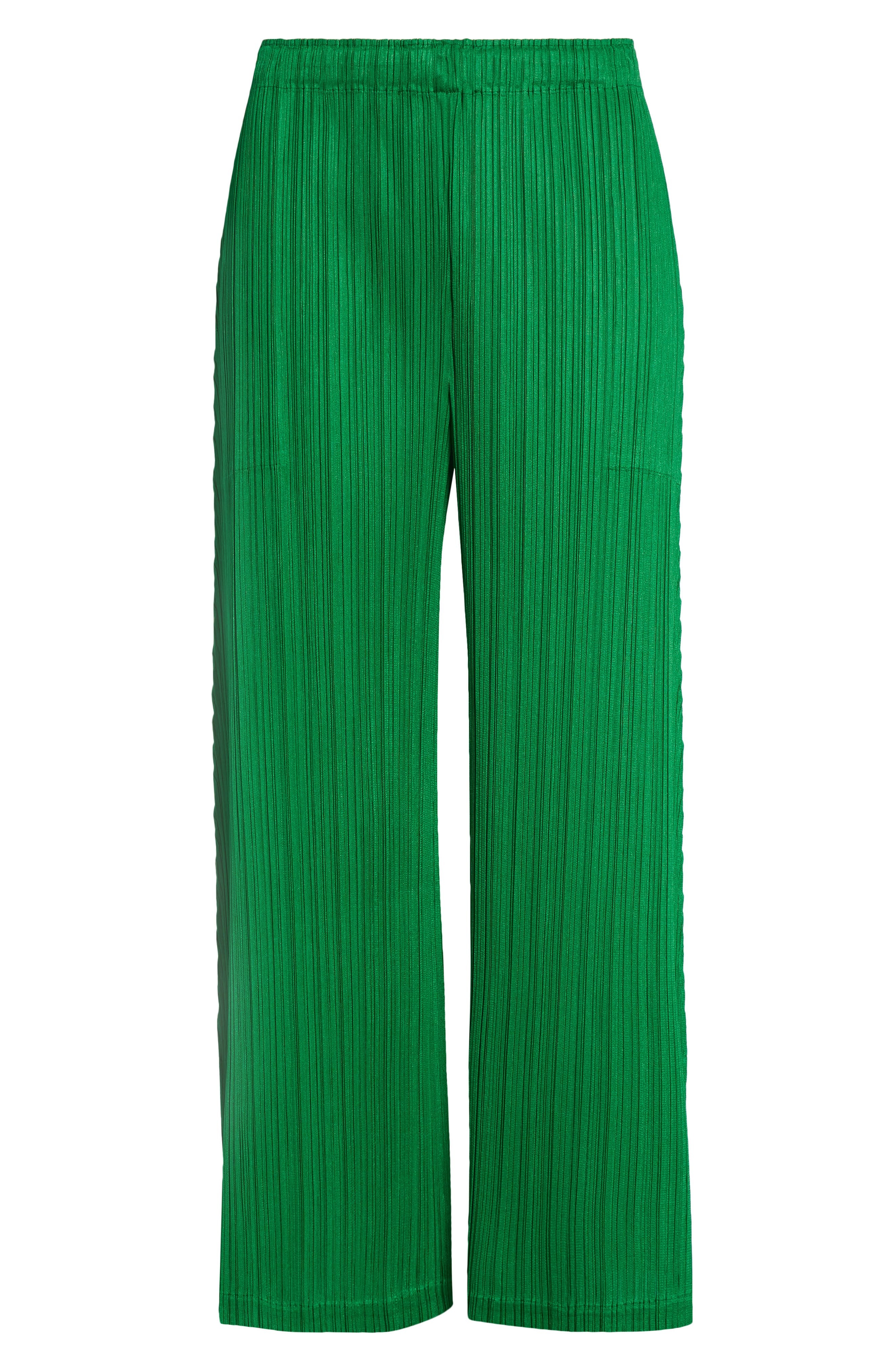 Pleats Please Issey Miyake Monthly Colors February Pleated Crop Wide Leg Pants in Green at Nordstrom - 6