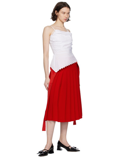 pushBUTTON Red Pleated Midi Skirt outlook