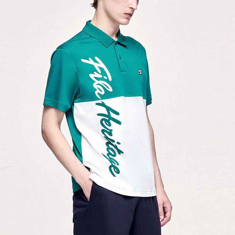FILA Contrasting Colors Alphabet Printing Tennis Short Sleeve Polo Shirt Green A11M123153F-GN 5