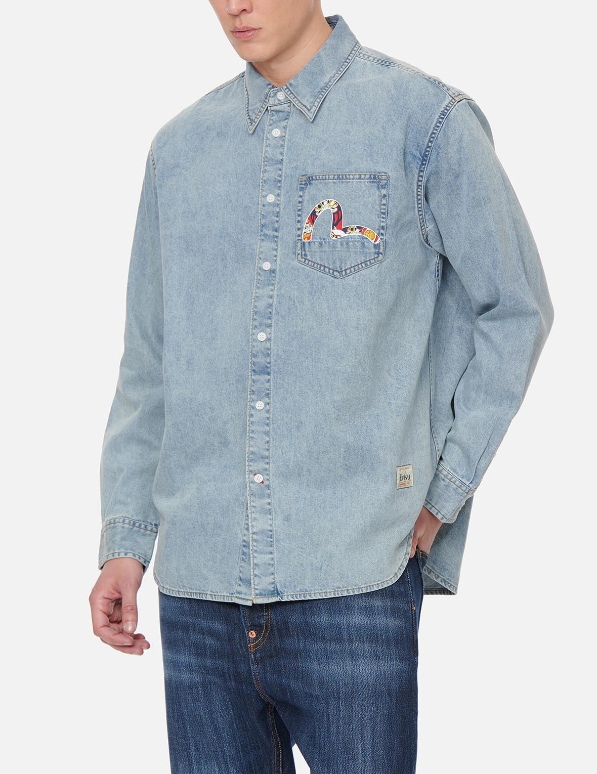 Daruma Buddies Print Denim Shirt - 4