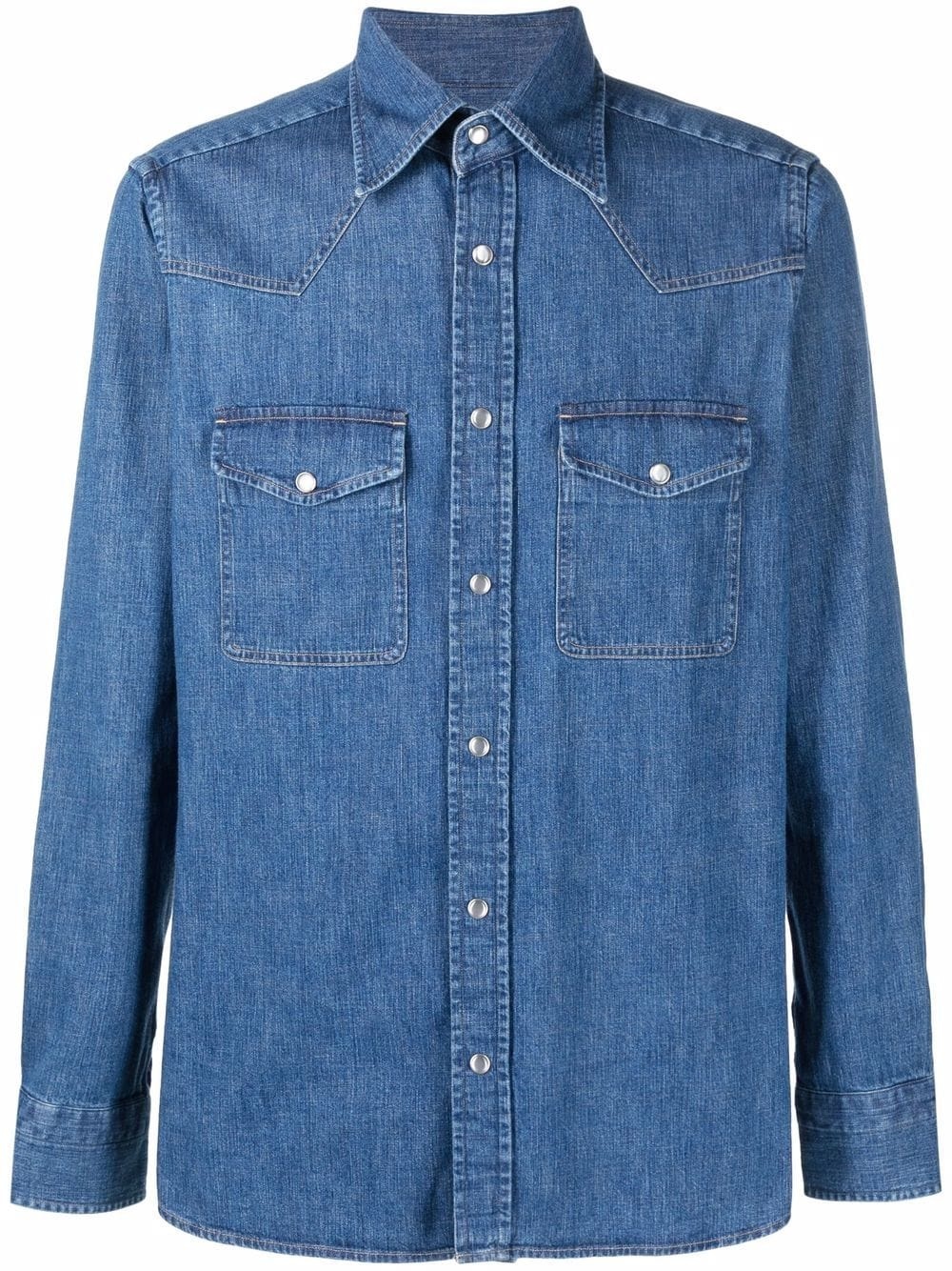 long-sleeved denim shirt - 1