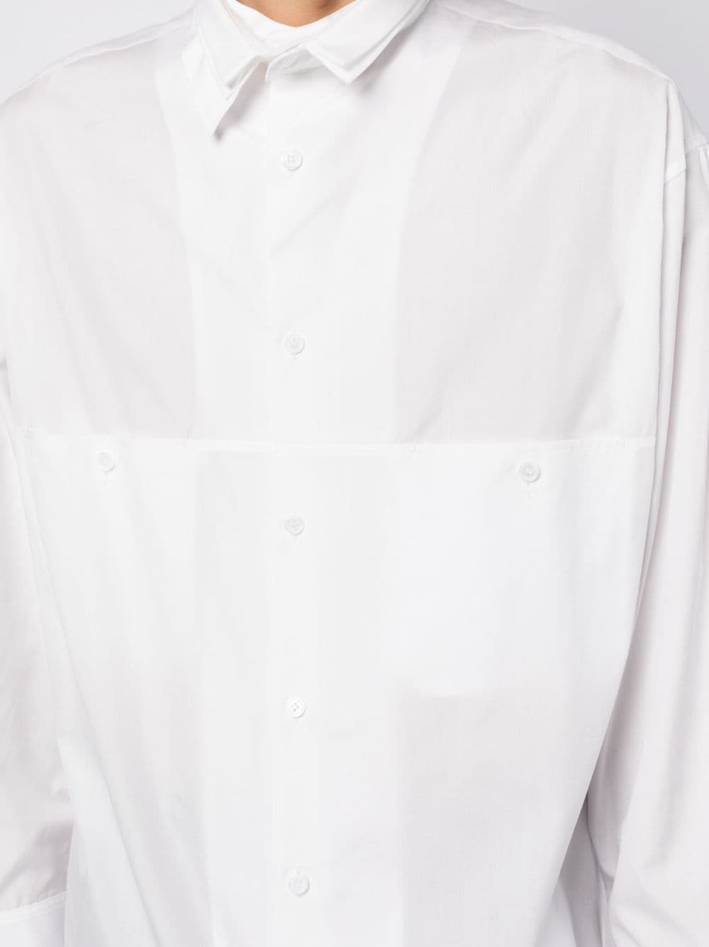 panelled slim-cut cotton shirt - 5