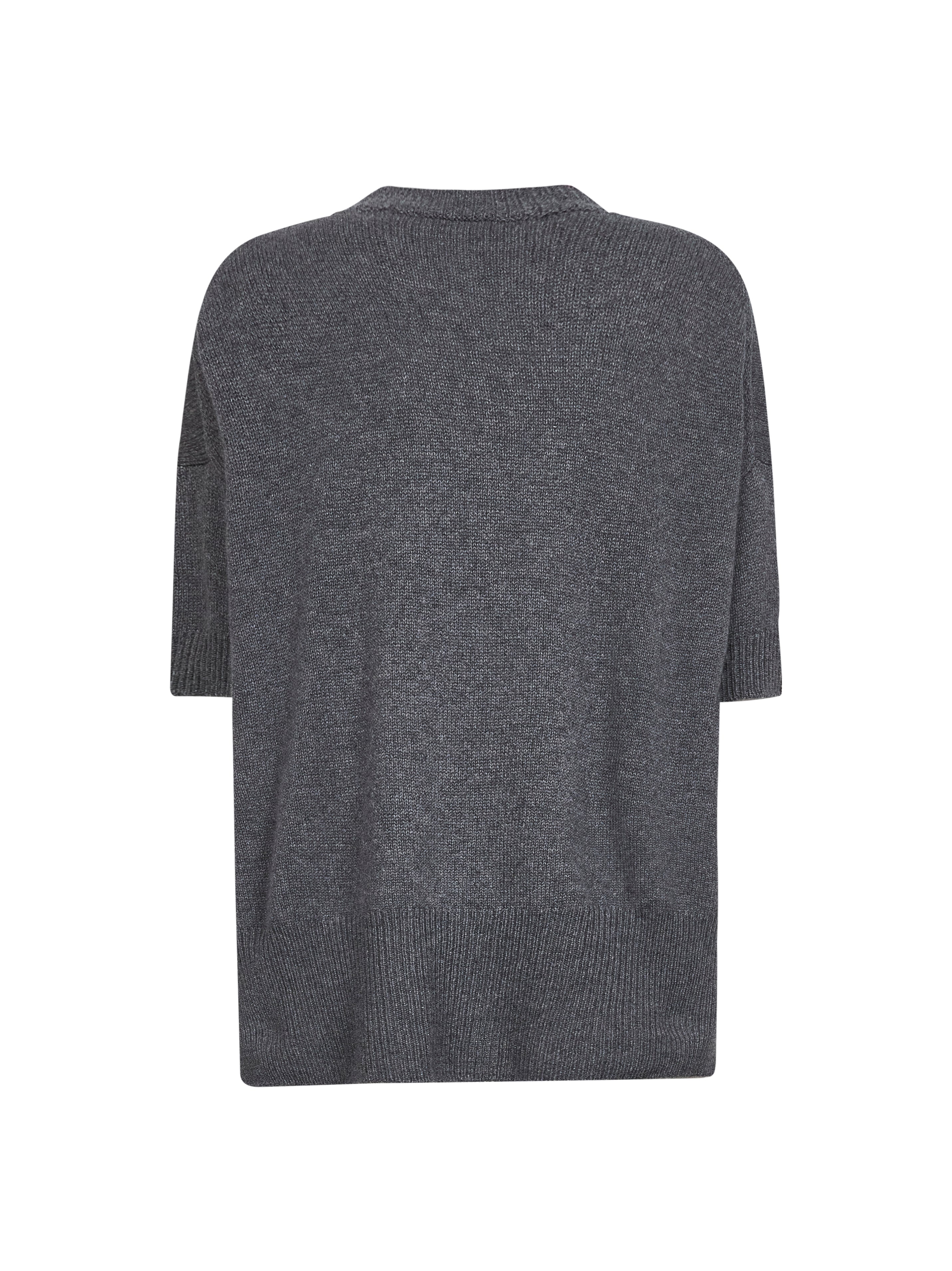 Grey cashmere short-sleeved sweater - 2