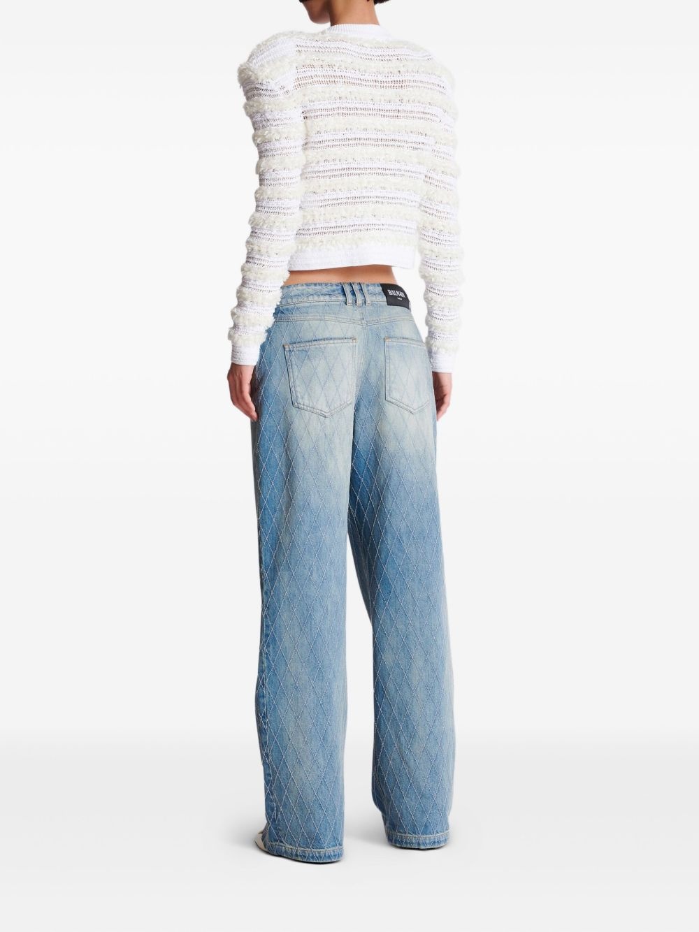 diamond-stitched jeans - 4