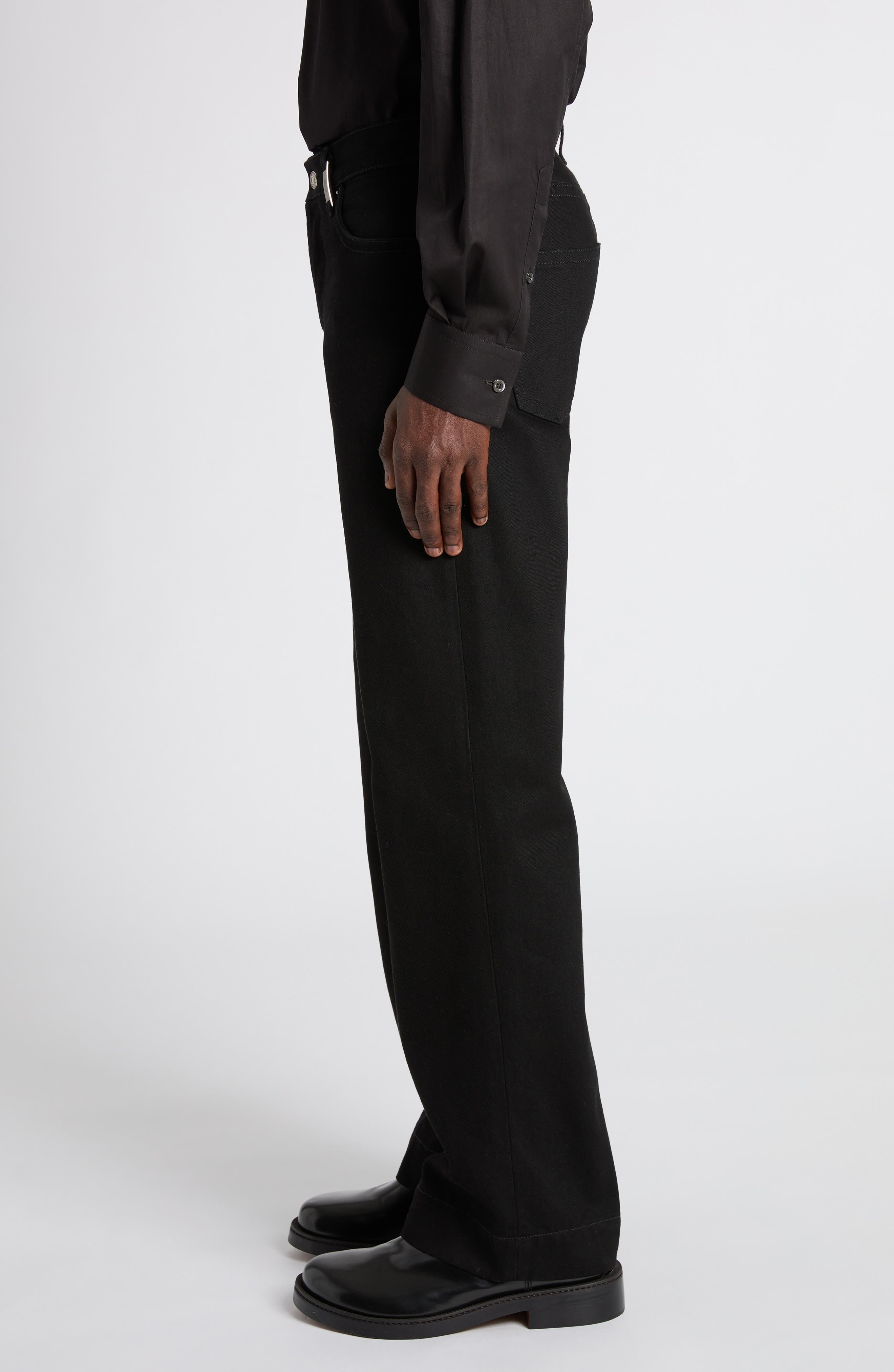 Alexander McQueen Skull Detail Wide Leg Jeans in Black at Nordstrom - 4