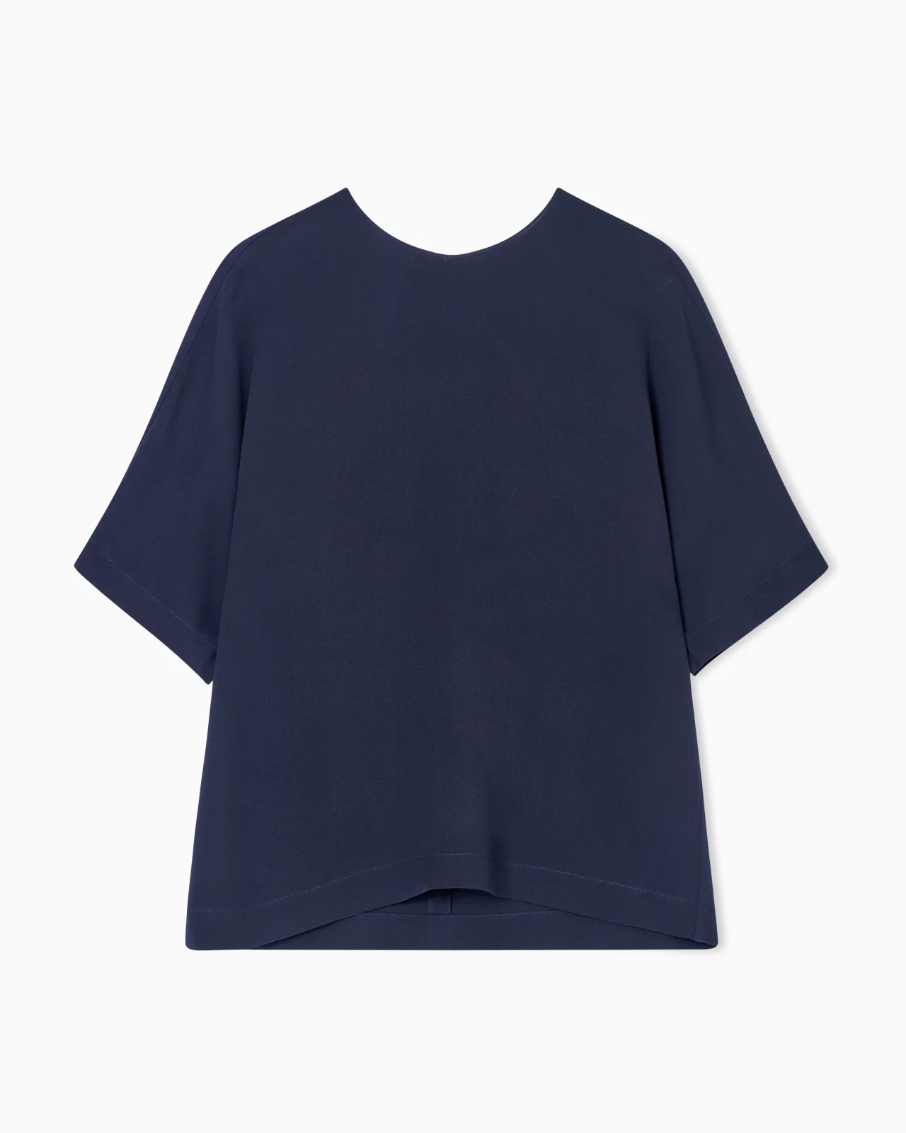 TRIPLE SILK GEORGETTE CREW-NECK BLOUSE - 1