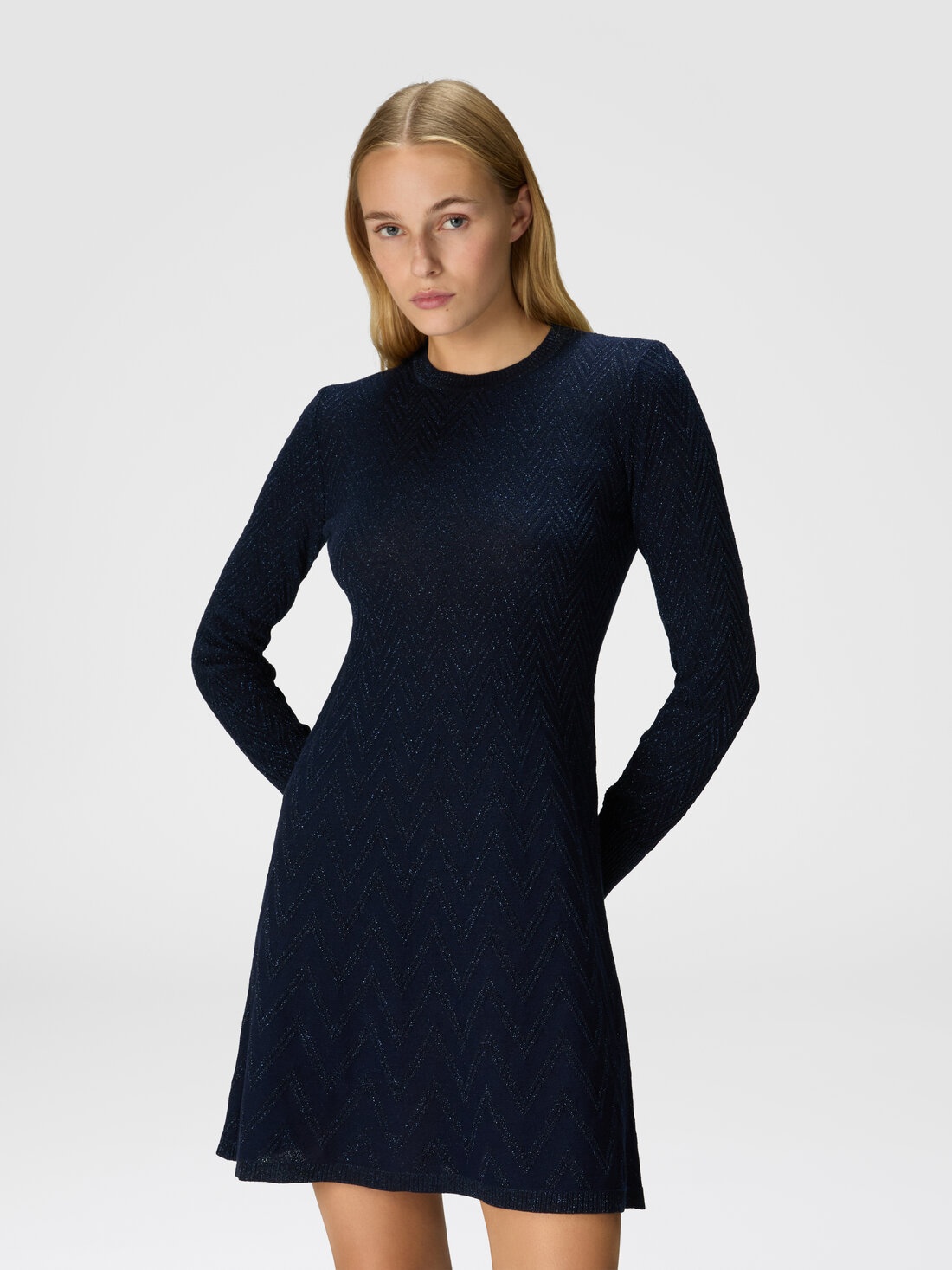 Long-sleeved A-line mini dress - 4
