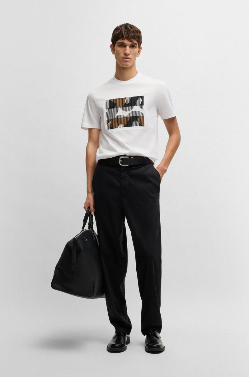 BOSS MERCERIZED-COTTON T-SHIRT WITH BRAND ARTWORK outlook
