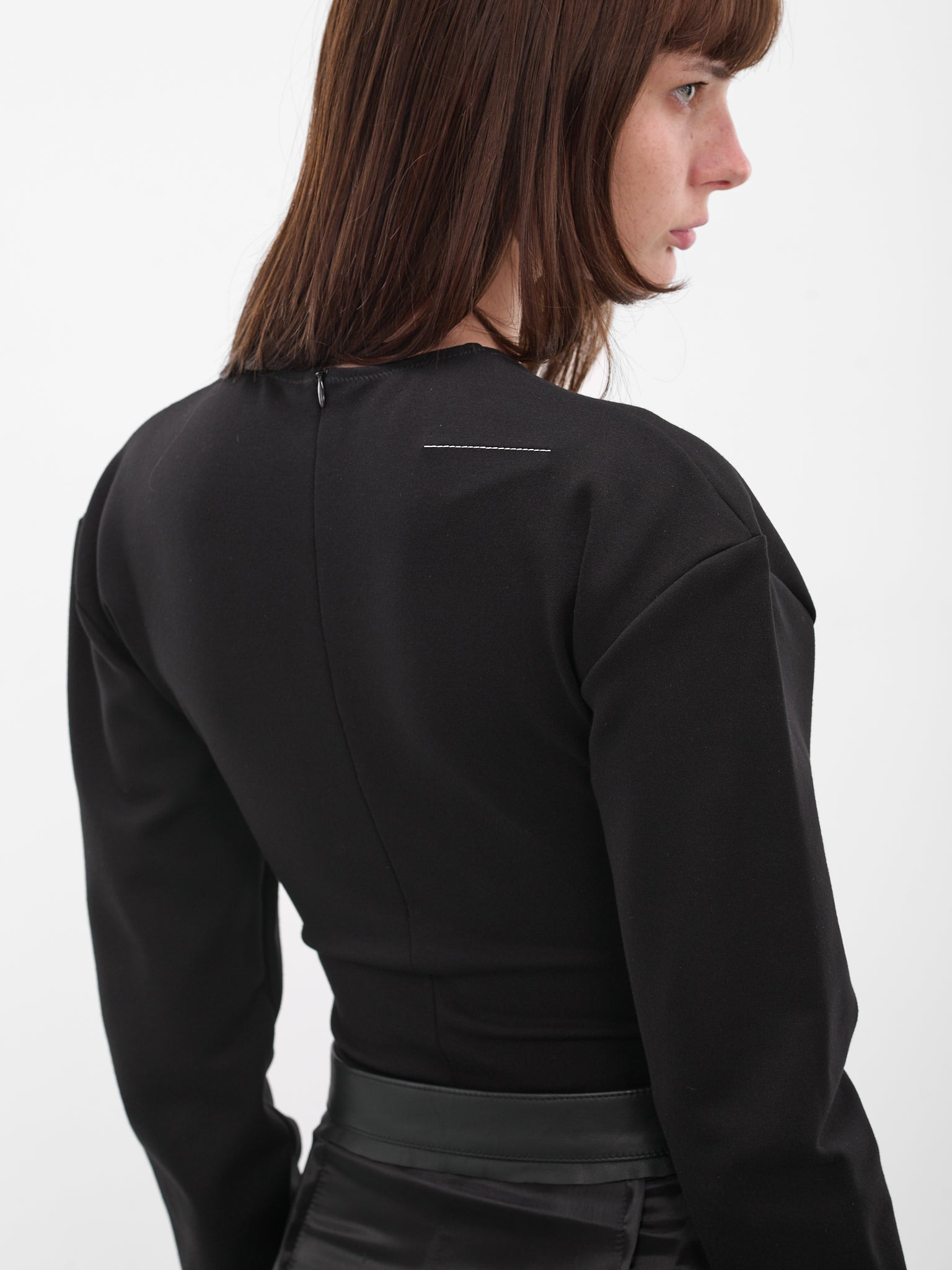 Black Thumbhole Long Sleeves Bodysuit - 5